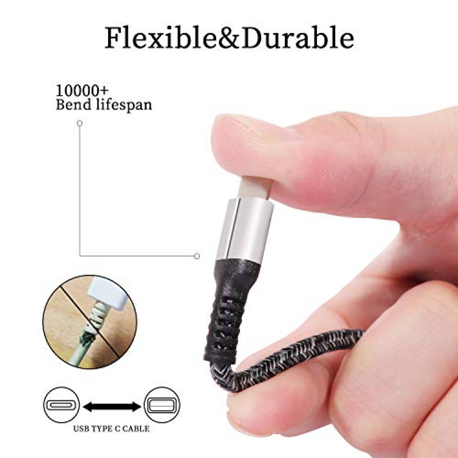Cable USB QQLIKE USB a Tipo C de 6 Pies 5 Pzs -Multicolor