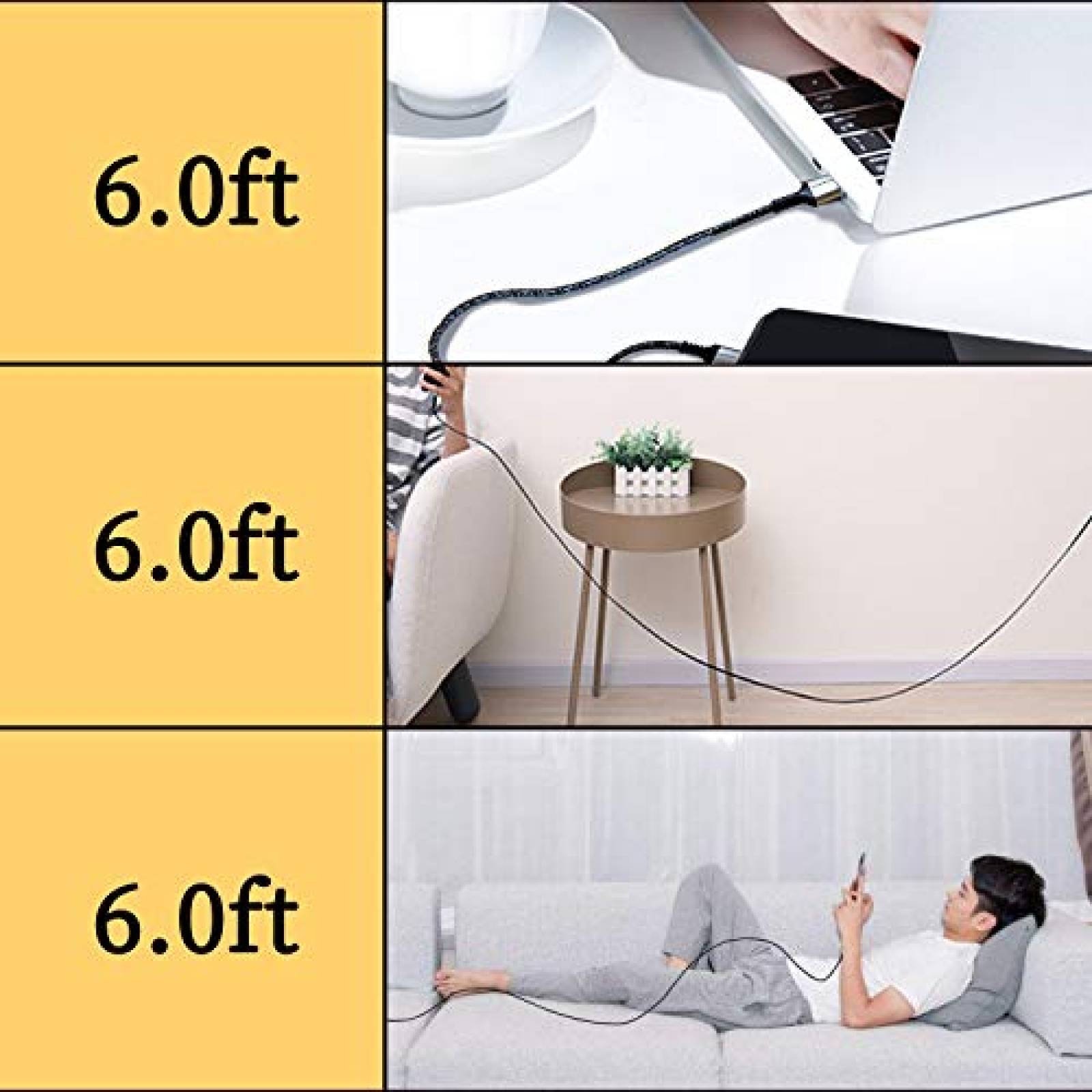 Cable USB QQLIKE USB a Tipo C de 6 Pies 5 Pzs -Multicolor