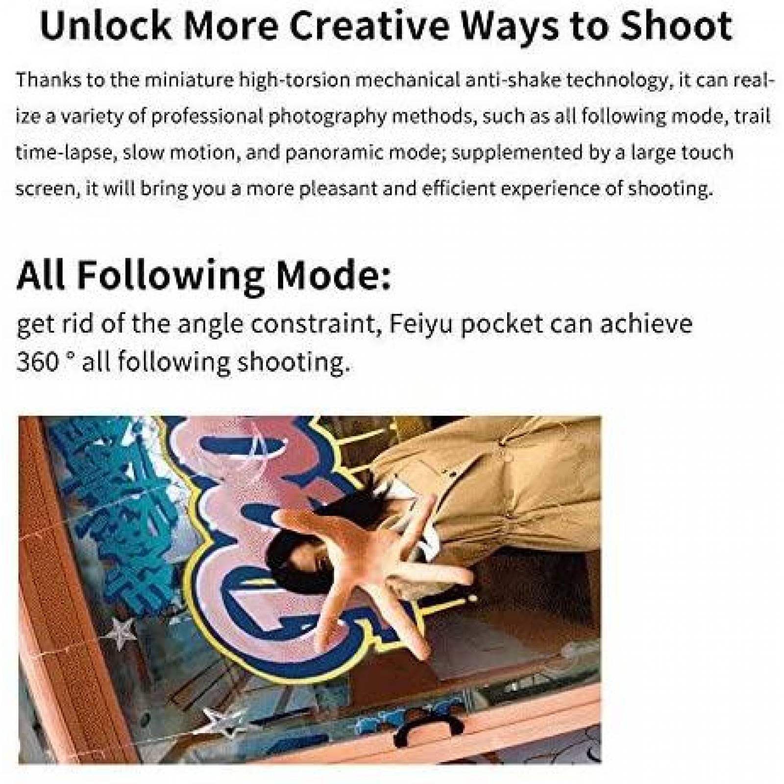 Camara FeiyuTech Pocket Gimbal 3 ejes 4K 120 -Negro