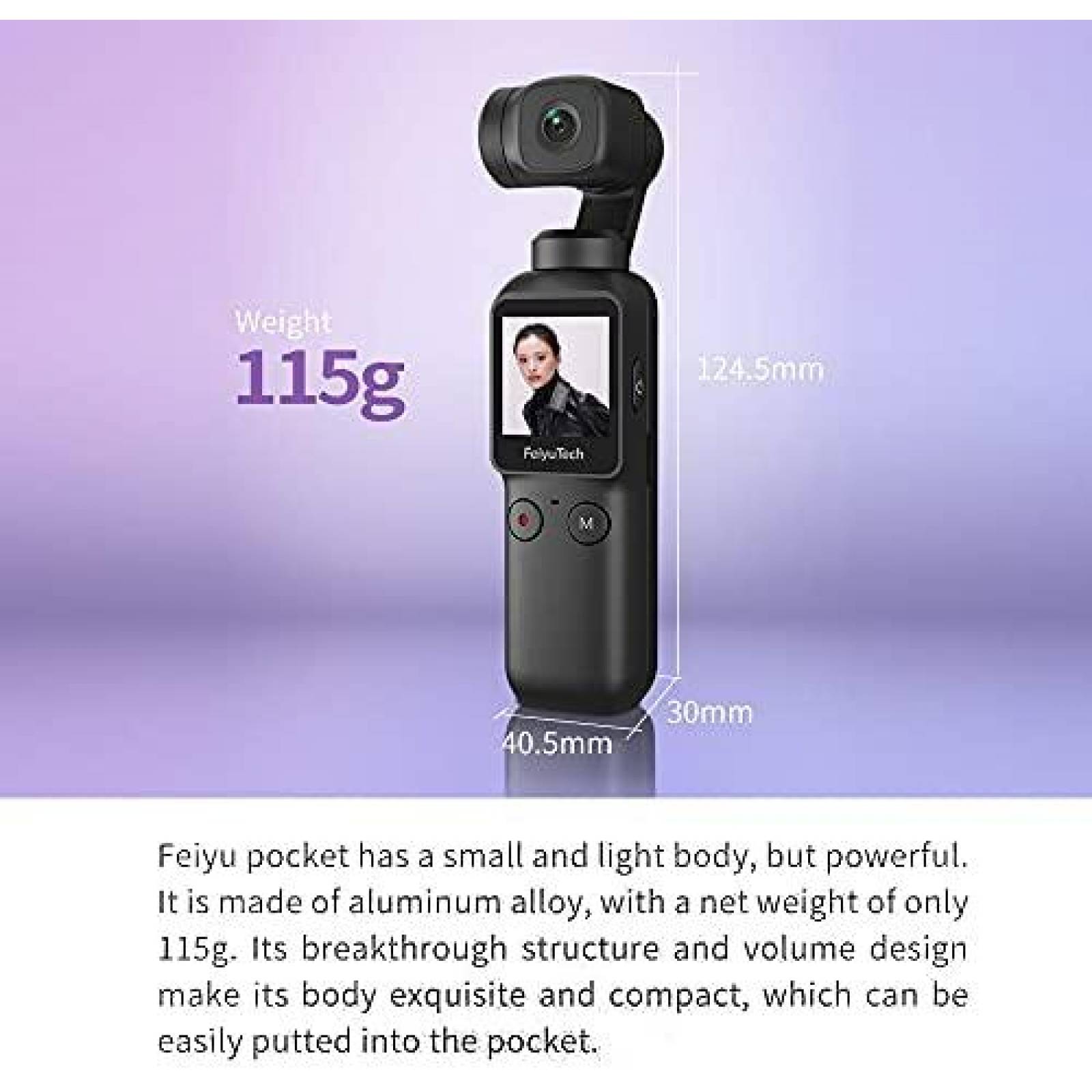 Camara FeiyuTech Pocket Gimbal 3 ejes 4K 120 -Negro