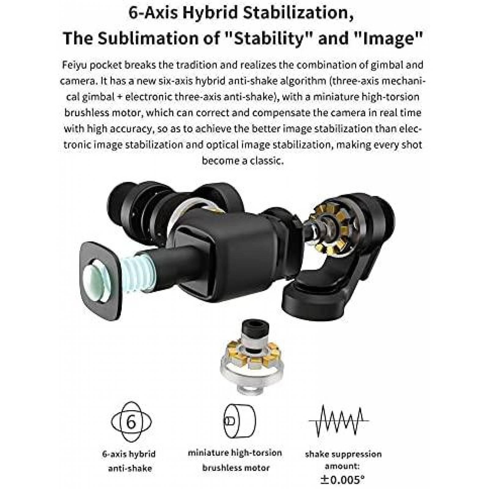 Camara FeiyuTech Pocket Gimbal 3 ejes 4K 120 -Negro