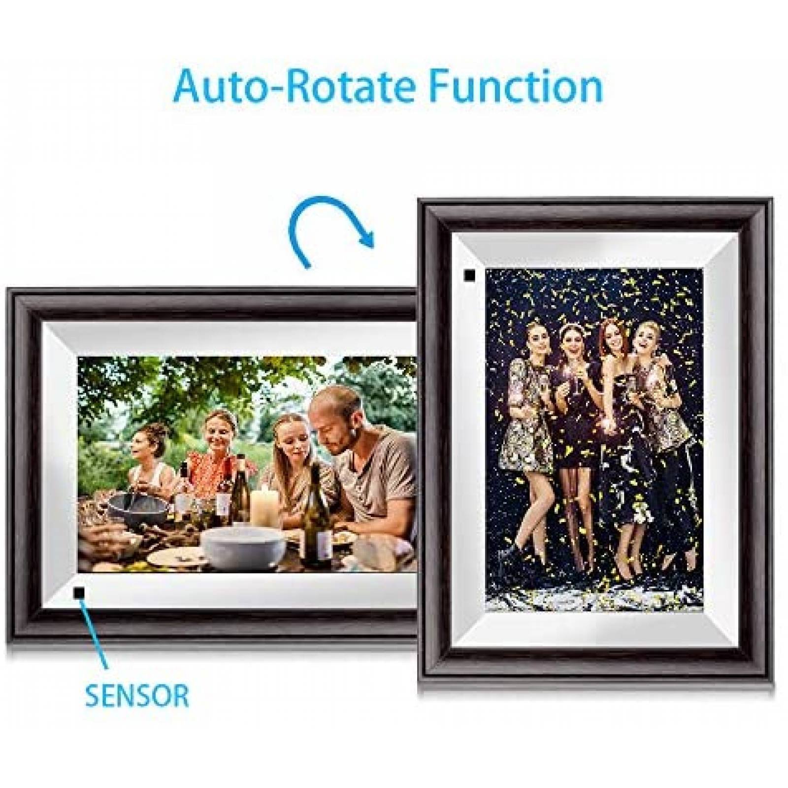 Marco de fotos digital, marco de fotos digital inteligente con pantalla  táctil IPS de 1280 x 800, rotación automática y presentación de  diapositivas, comparte momentos a través de Frameo APP desde cualquier