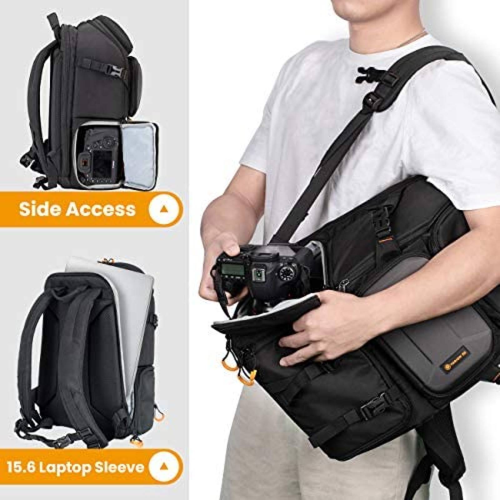 Mochila TARION PB-US Para Camara Y Laptop De 16'' -Negro