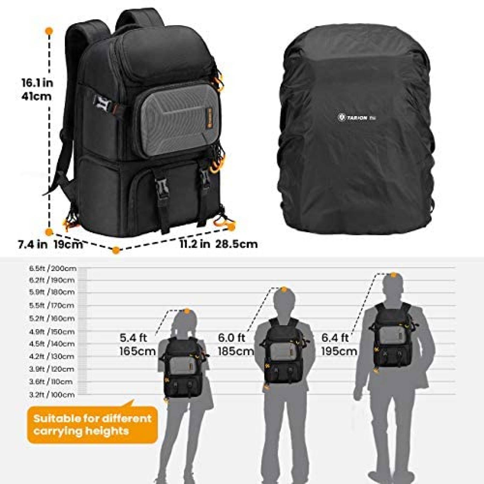 Mochila TARION PB-US Para Camara Y Laptop De 16'' -Negro