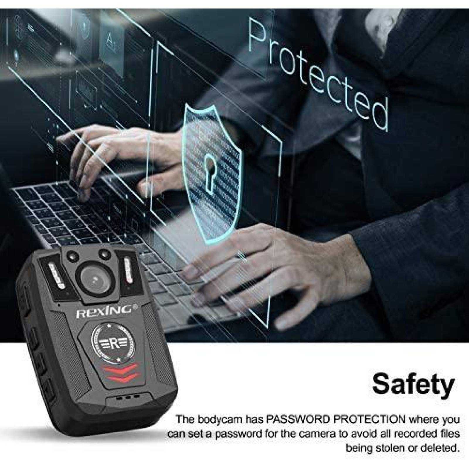 Body Cam REXING P1 2 1080p Full HD 64G Zoom 21X -Negro