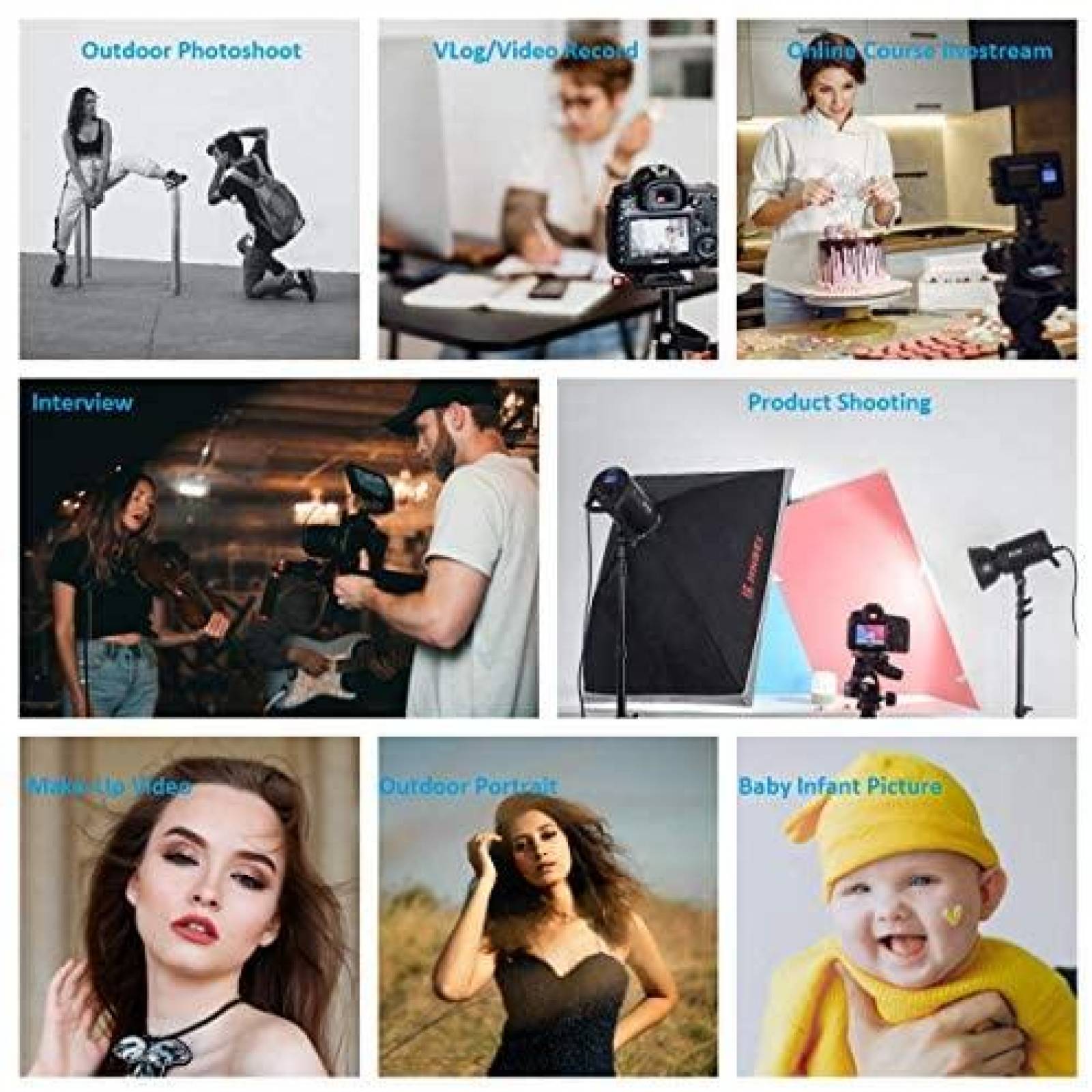 Luz De Video JINBEI EFII-60W 60Ws CRI96 F970 Continua -Gris