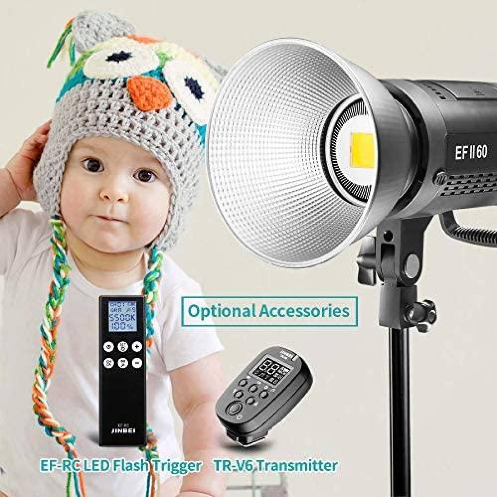 Luz De Video JINBEI EFII-60W 60Ws CRI96 F970 Continua -Gris