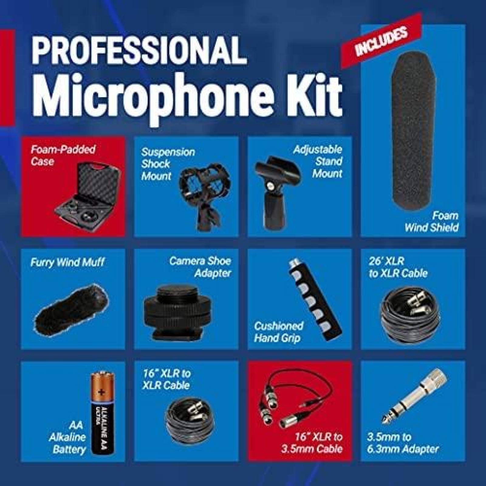 Kit de Microfono VidPro XM-88 Condensador Escopeta -Negro