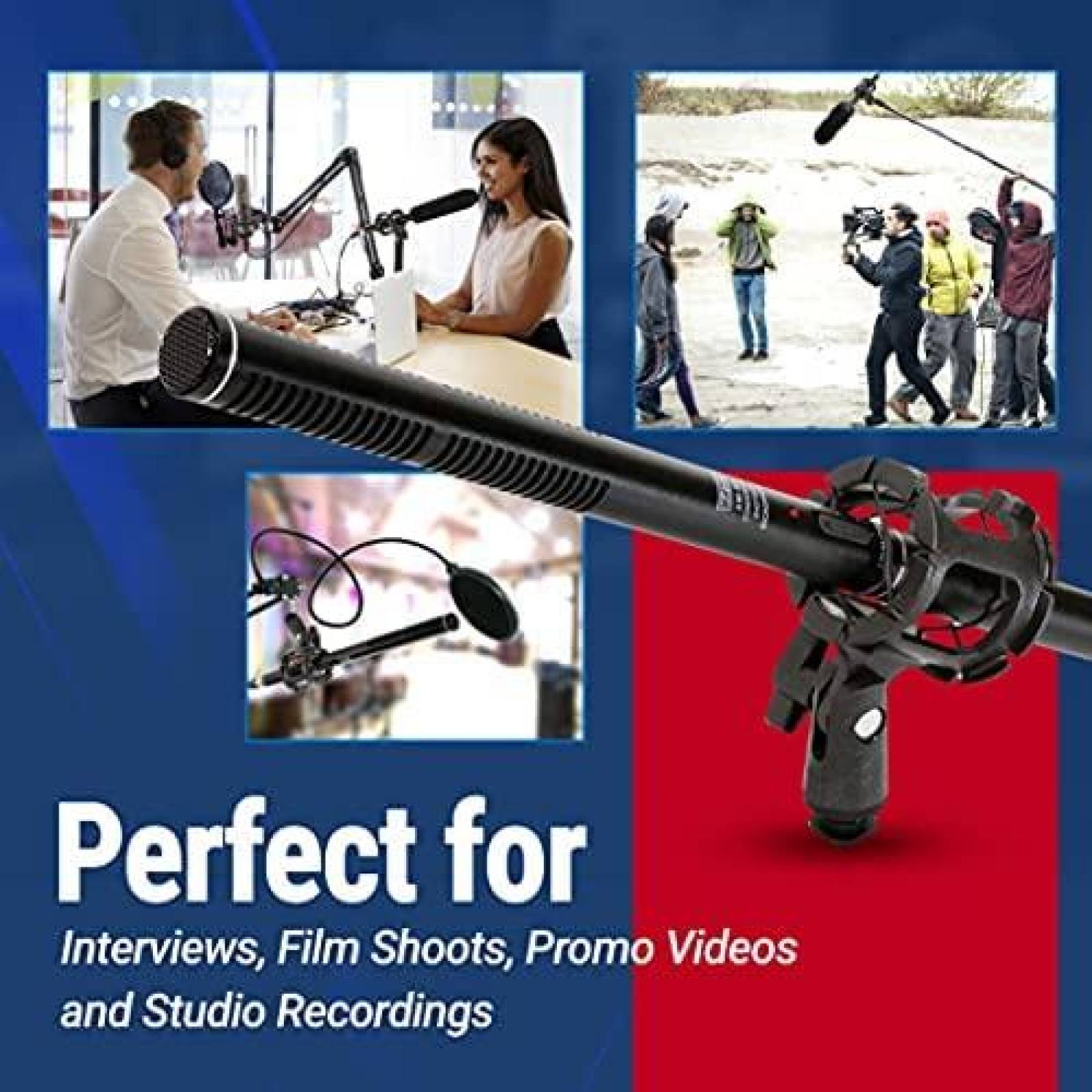 Kit de Microfono VidPro XM-88 Condensador Escopeta -Negro