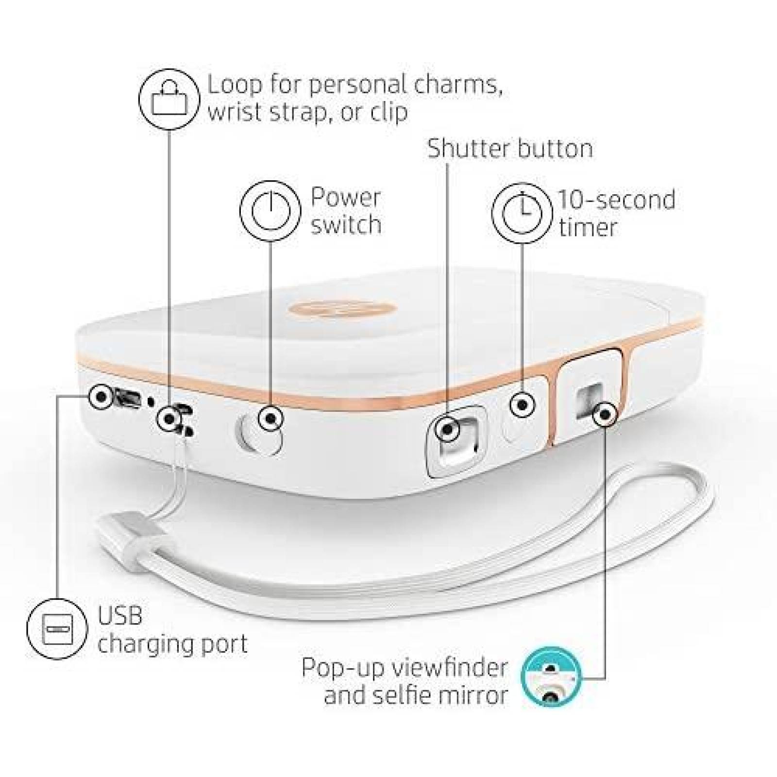 Camara HP Sprocket 5MS95A 2 en 1 8GB microSD -Blanco