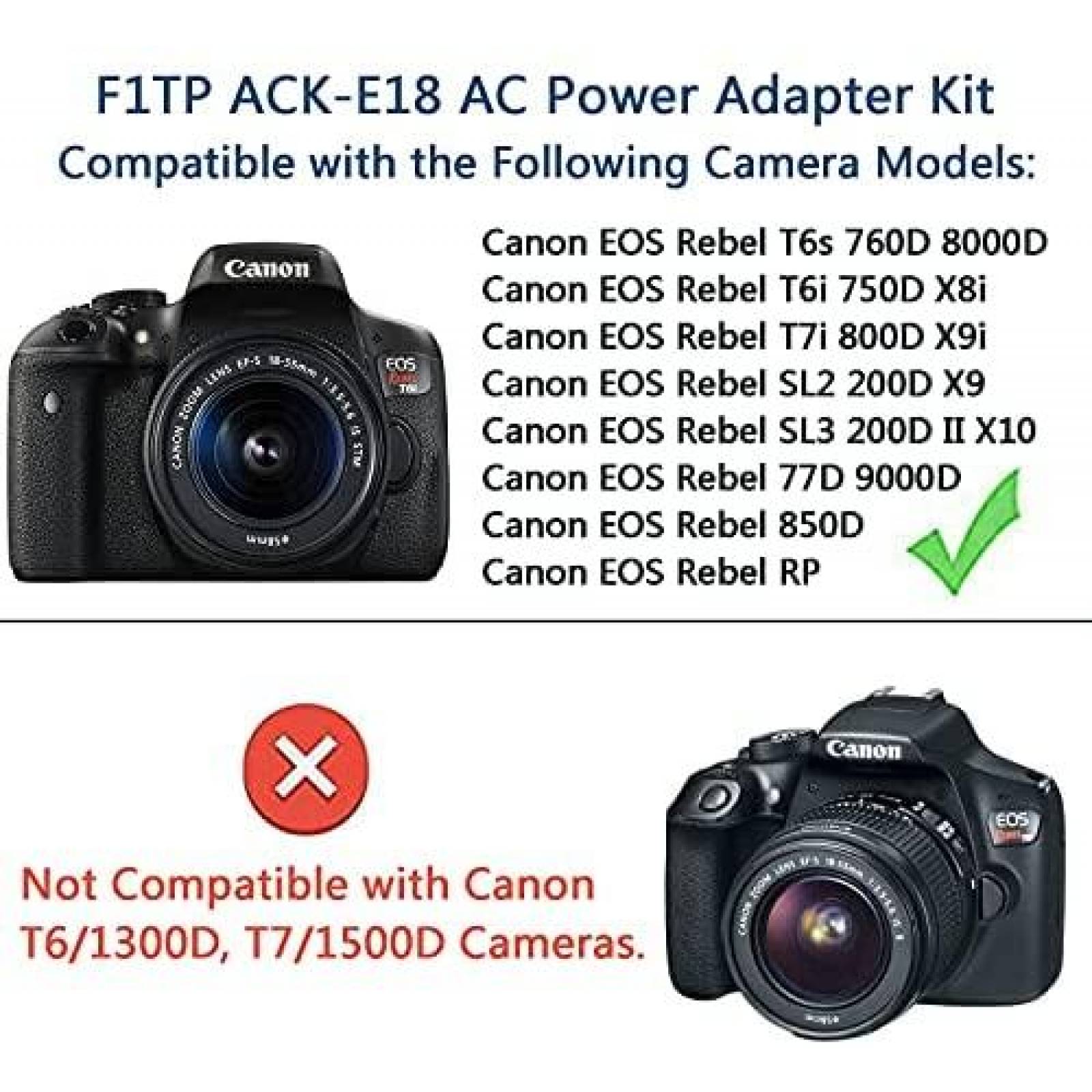 Adaptador De Corriente Fit-power Para Canon Eos Rebel T6i