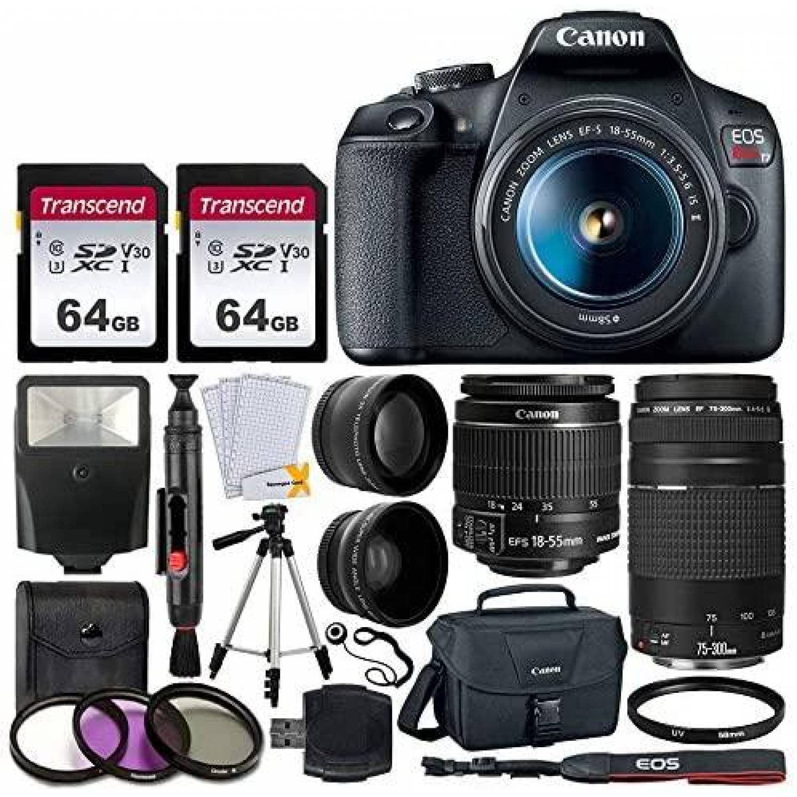 Camara DSLR Photo4Less Canon EOS Rebel T7 + accesorios-negro