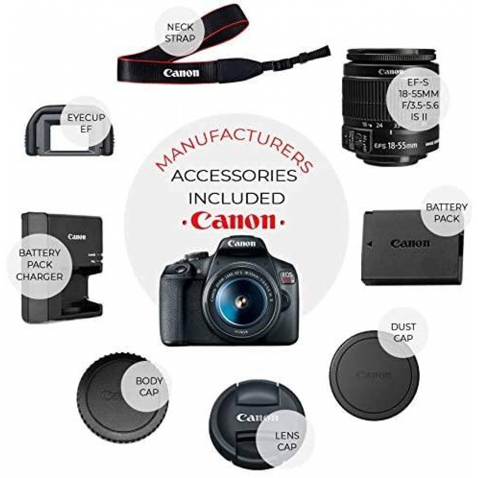 Camara DSLR Photo4Less Canon EOS Rebel T7 + accesorios-negro