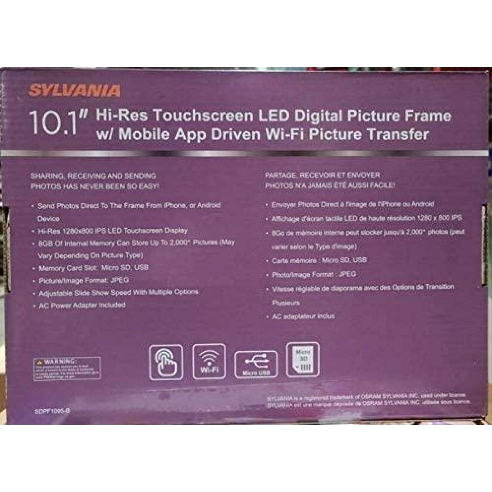 Portarretrato Digital SYLVANIA SDPF1095 10'' Wi-Fi Tactil