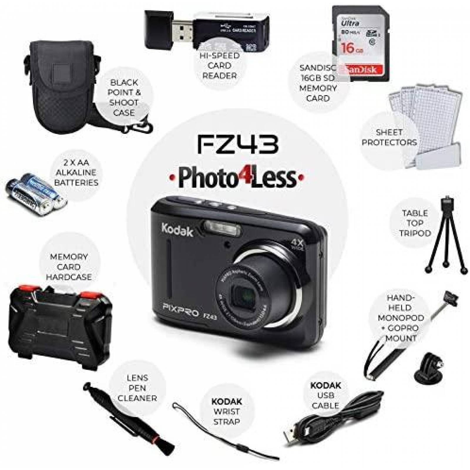 Camara Digital PHOTO4LESS Kodak PixPro FZ43 16GB -Negro