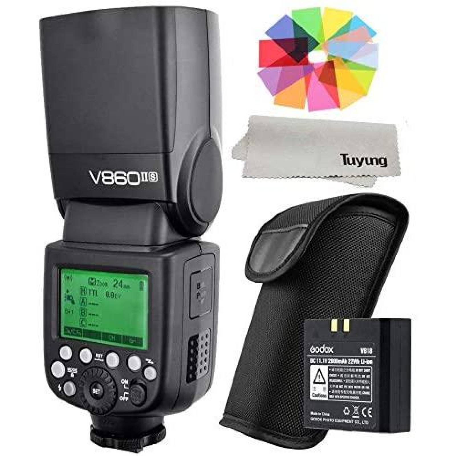 Flash Godox v860ii-s TTL HSS 1/8000s 2.4 G con Filtros -Neg