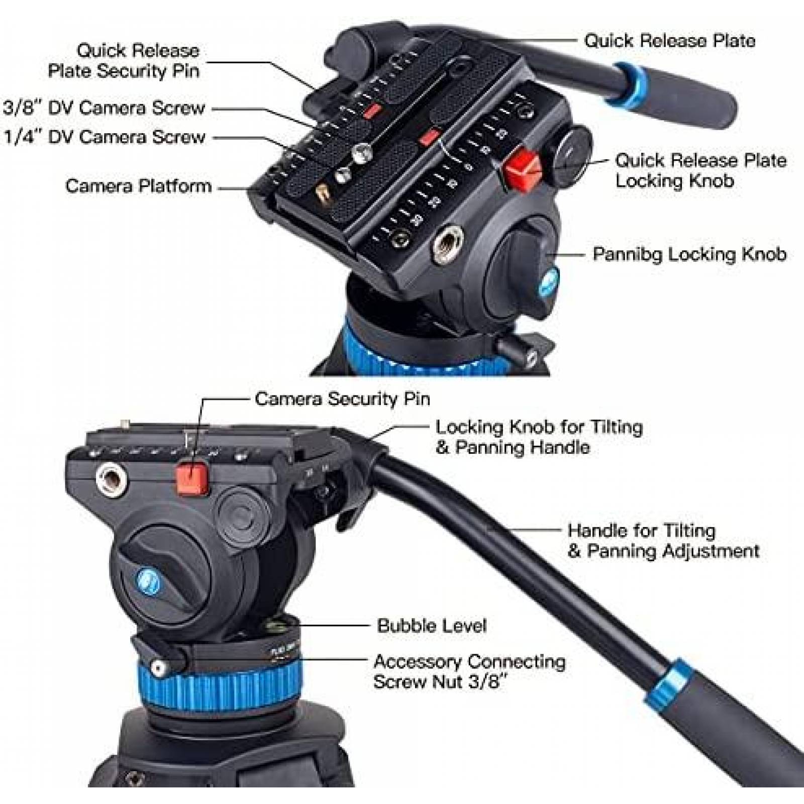 Tripie Sirui AM-25S 74.8'' con Cabezal para Camaras -Negro