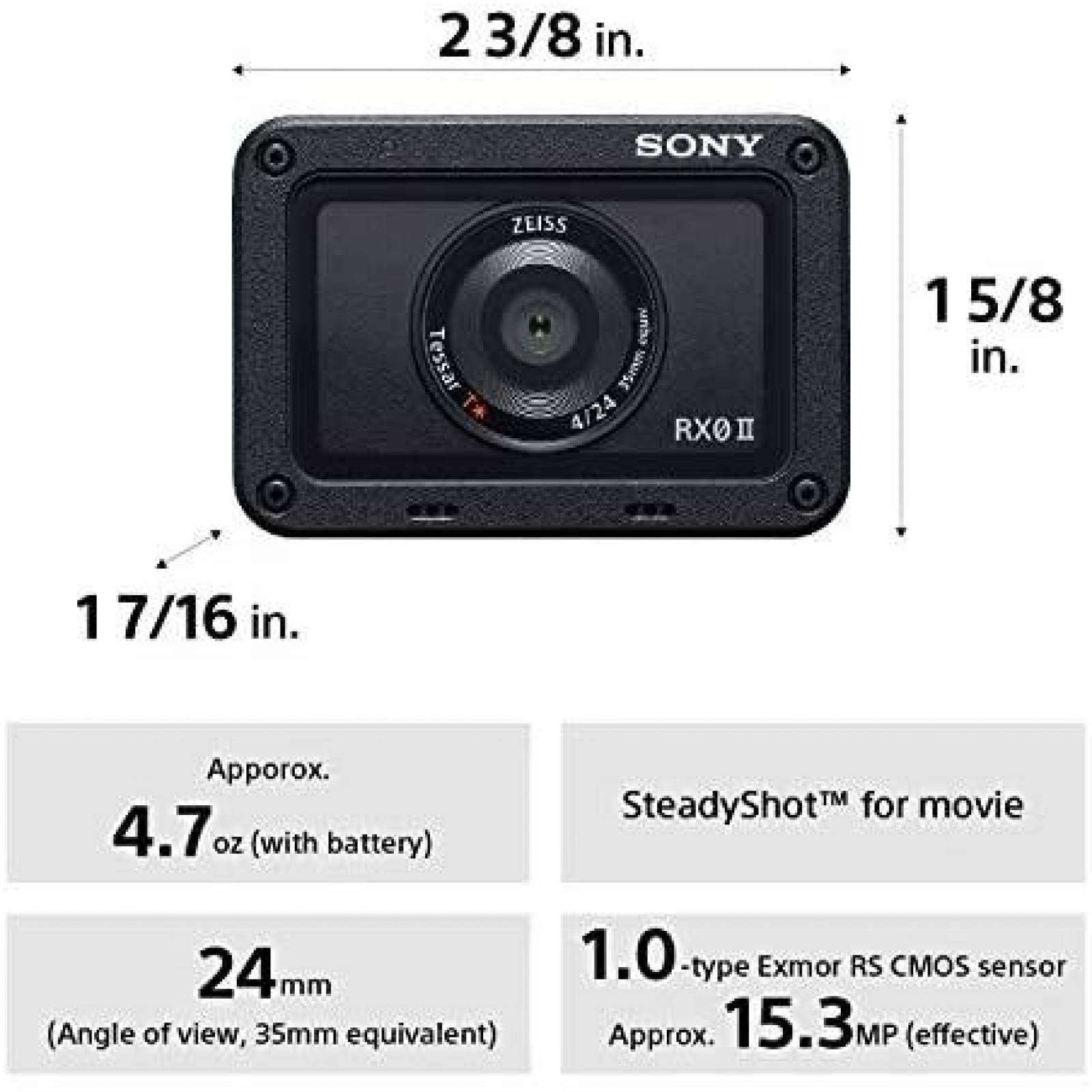 Camara de Accion Sony RX0 II 1'' Sensor Ultra -Negro