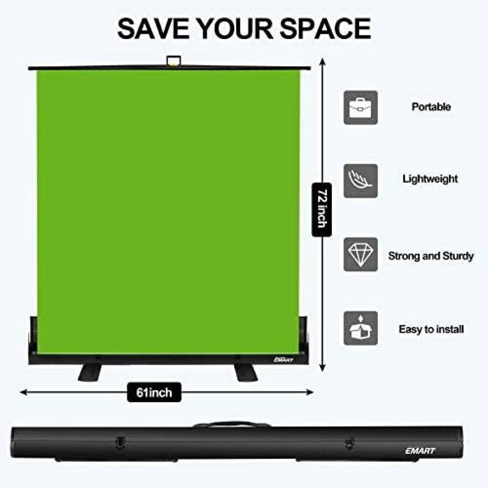 Pantalla verde EMART Chroma Key Plegable 72''x61'' -Verde