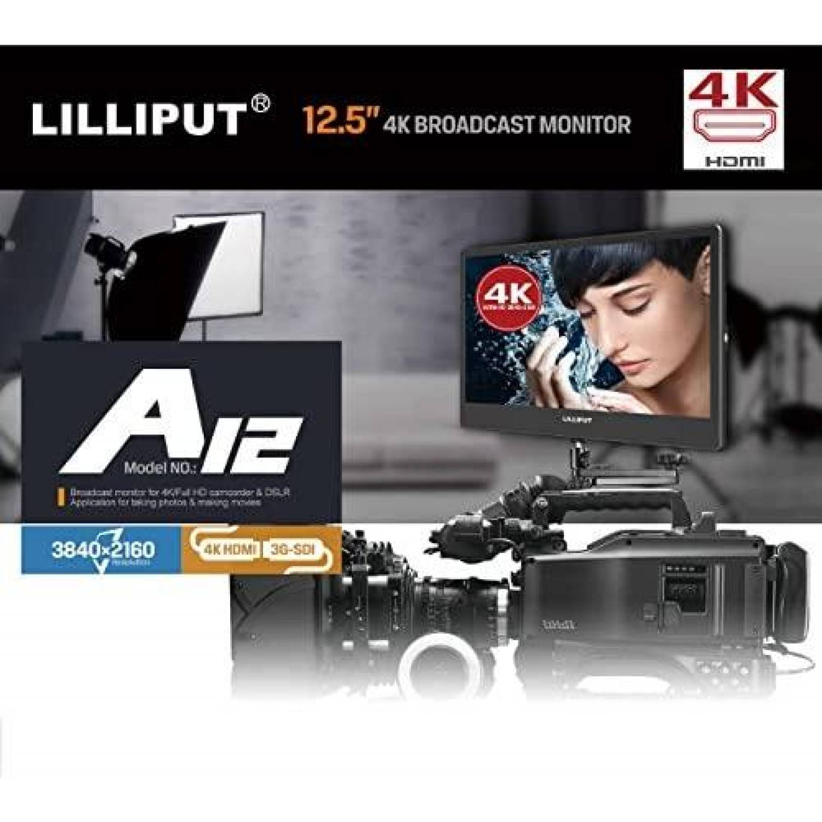 Monitor para Camara DSLR Lilliput A12 12.5 4K HDMI -Negro