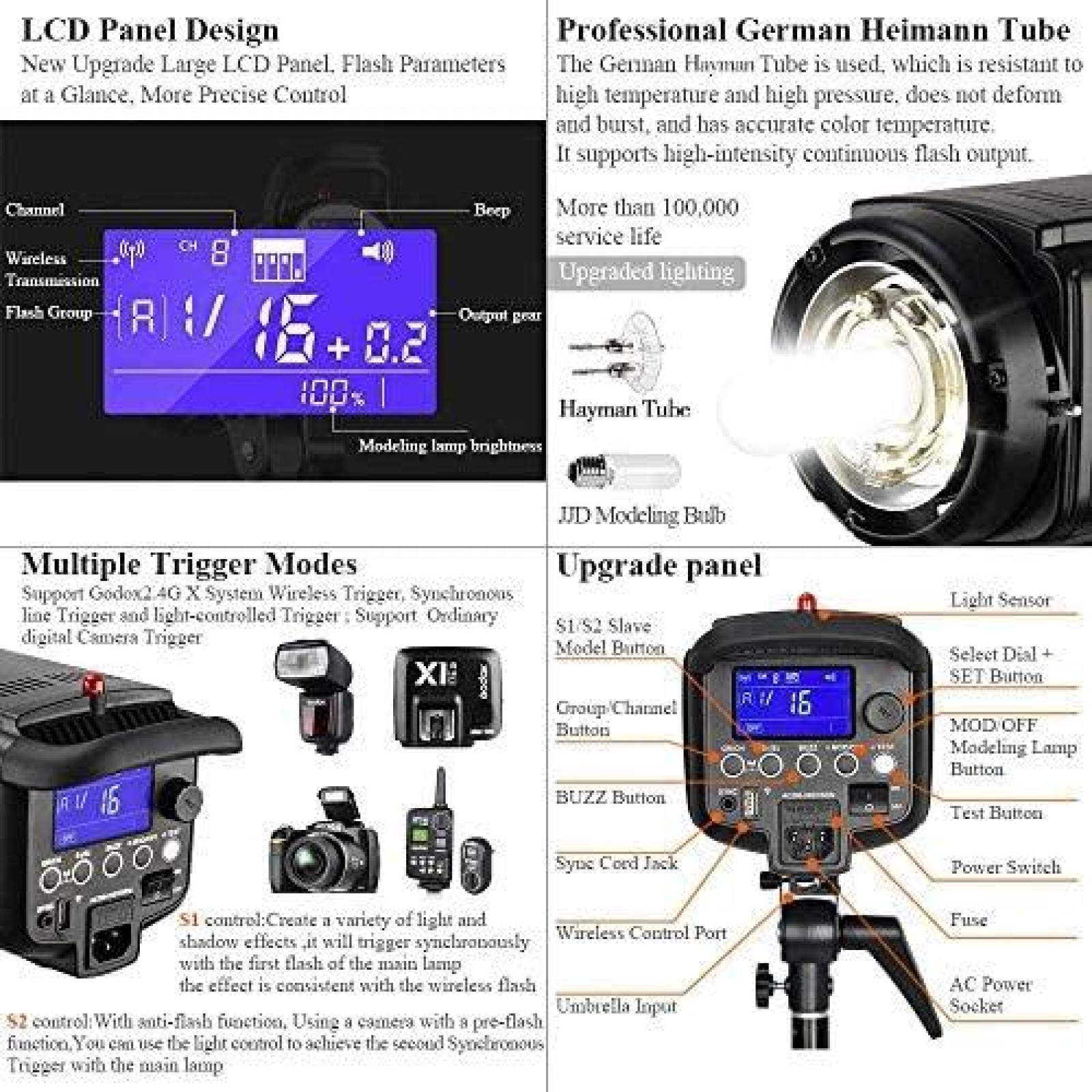 Lampara de Fotografia Godox Profesional de 800 Watts