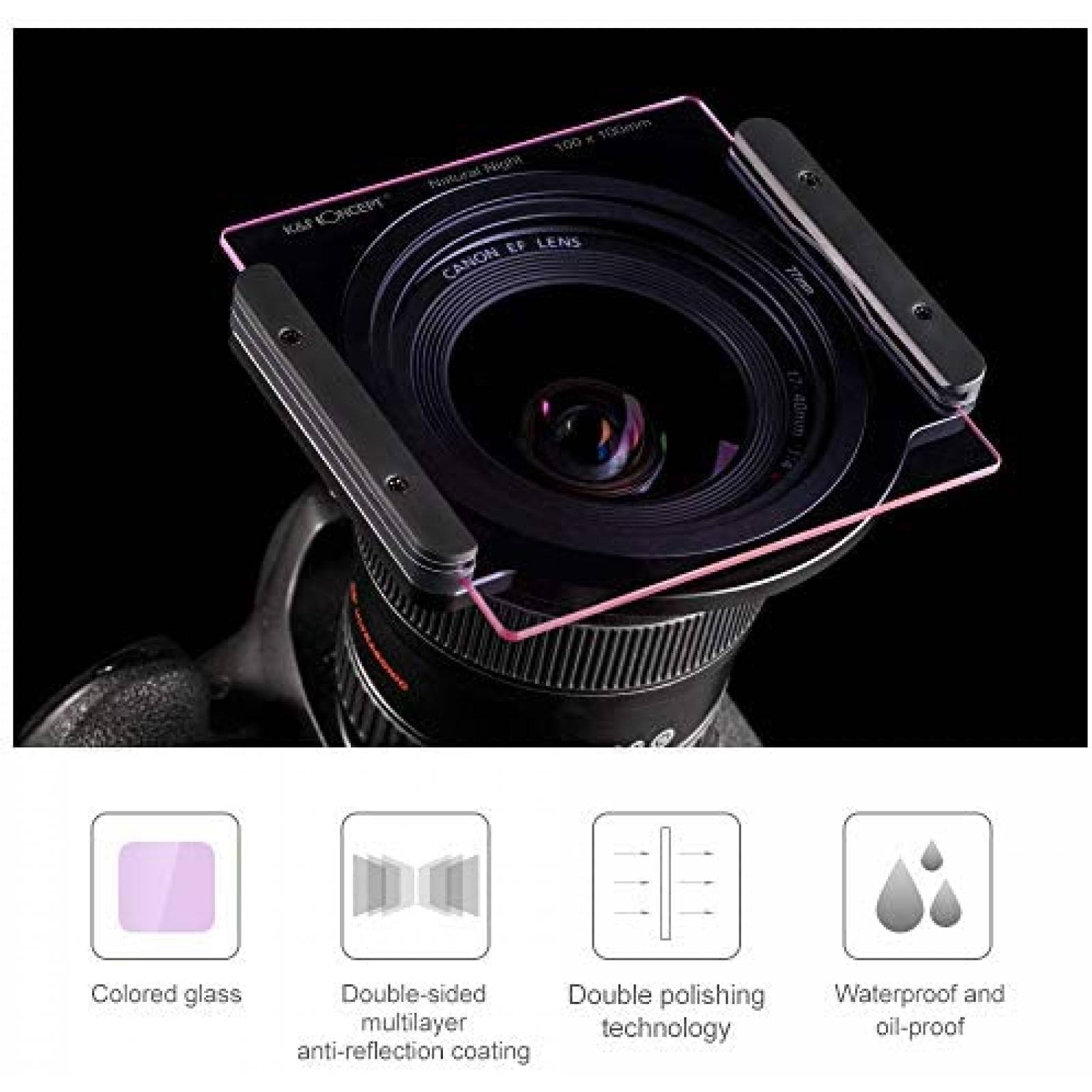 Filtro de Luz Natural K&F Concept 72mm Impermeable -Morado