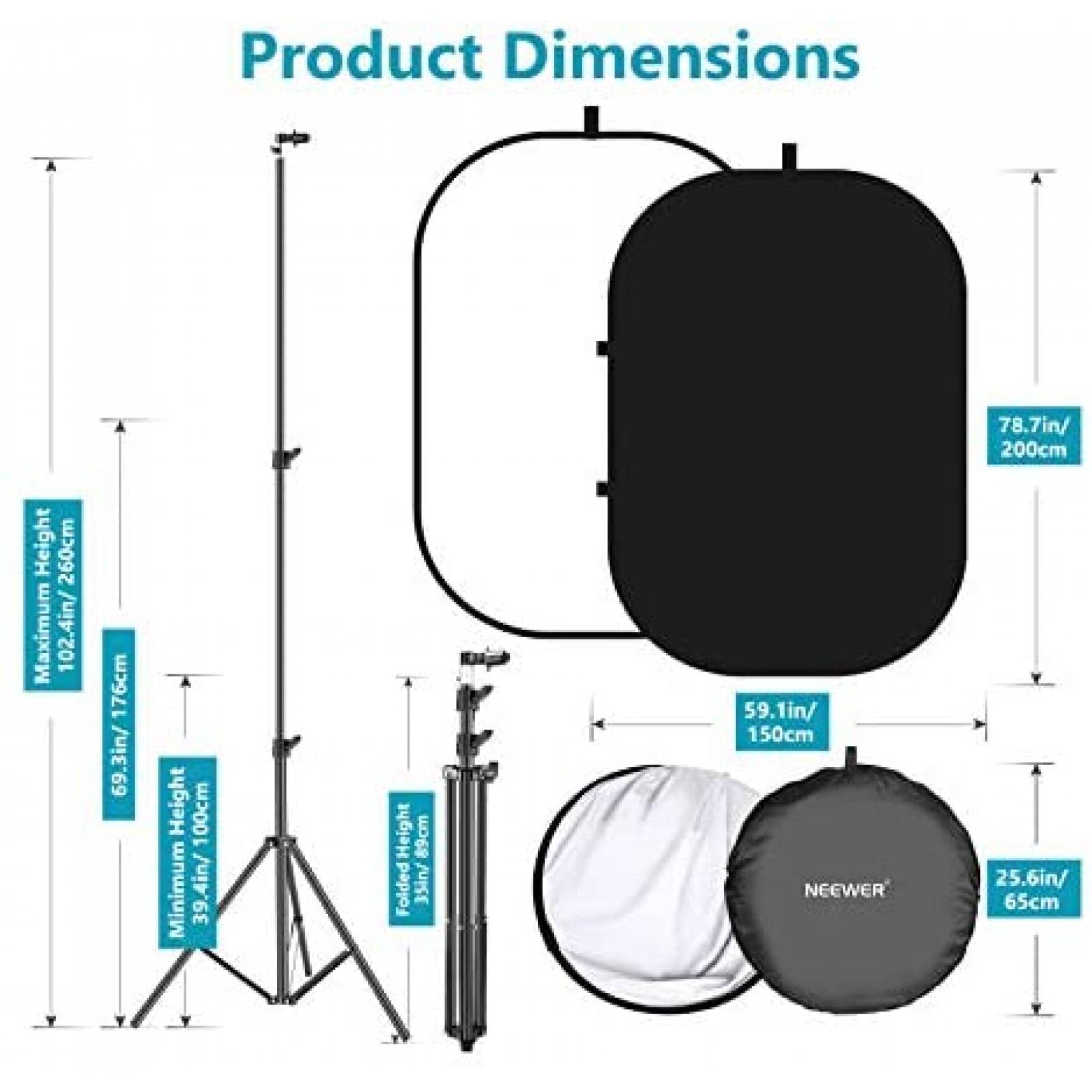 Fondo Fotografico Neewer 5 x 7'' Plegable Profesional -Negro
