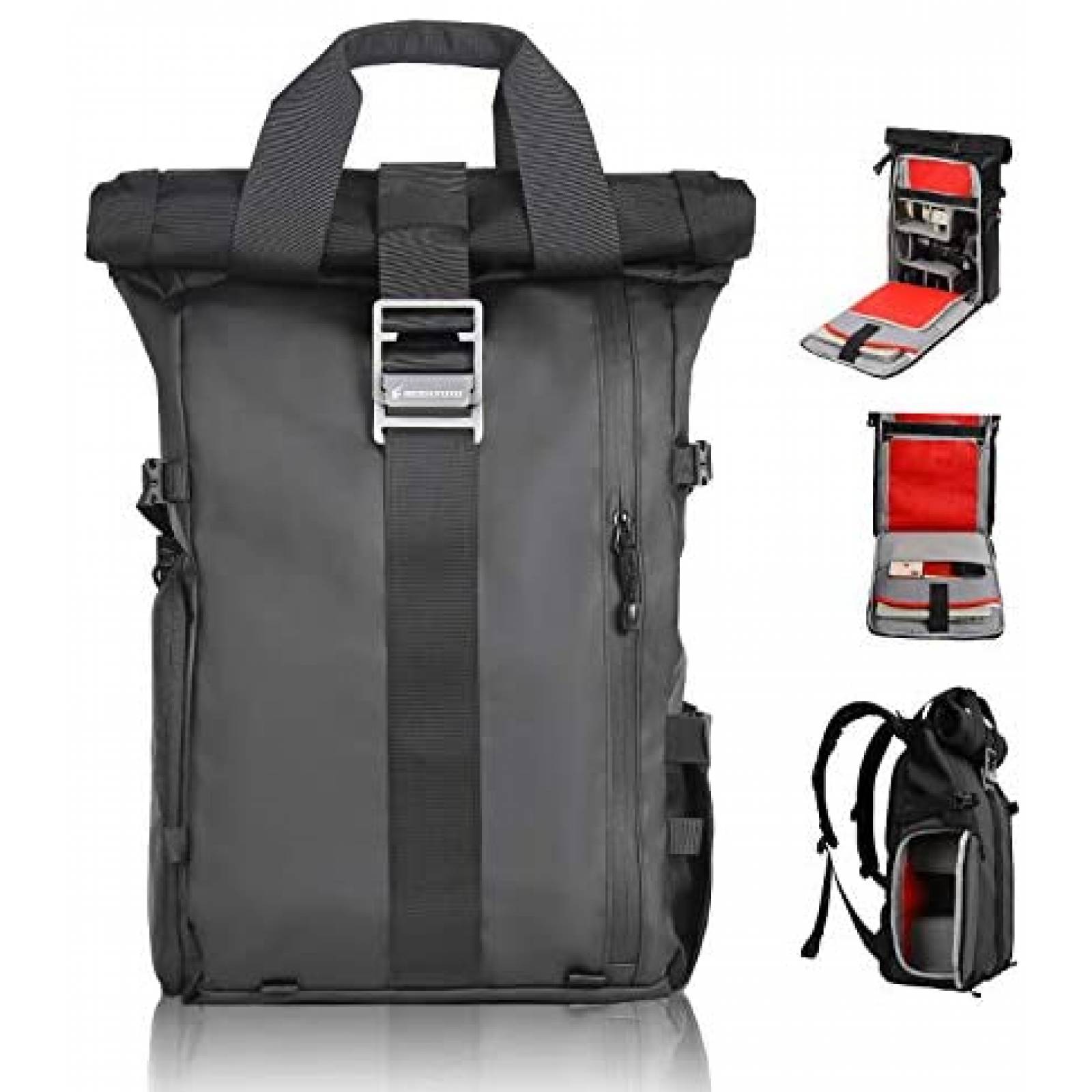 Mochila para Camara DSLR Besnfoto con Seccion p/Laptop -Gris