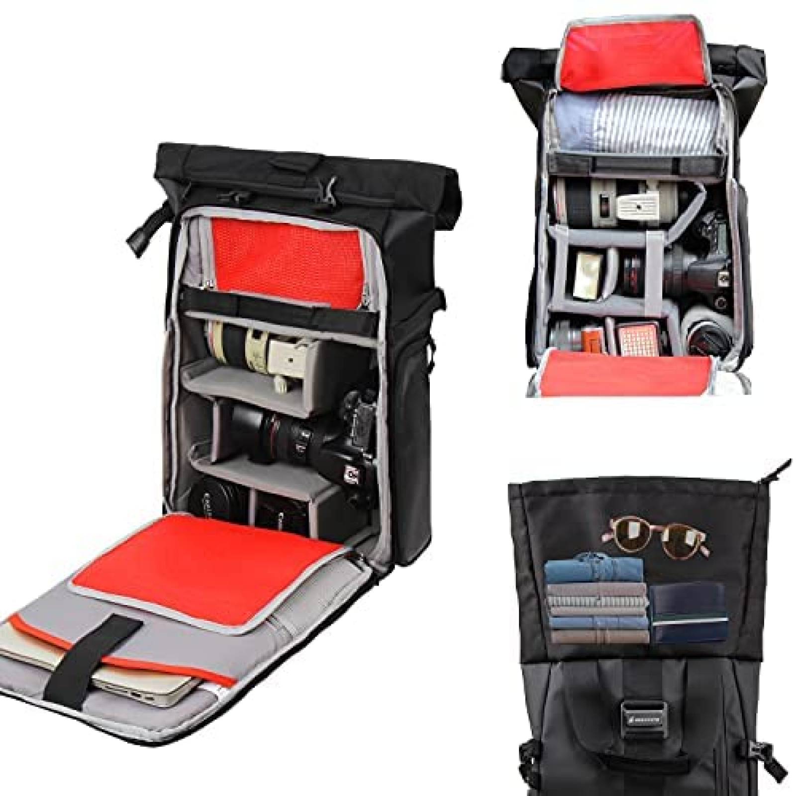 Mochila para Camara DSLR Besnfoto con Seccion p/Laptop -Gris