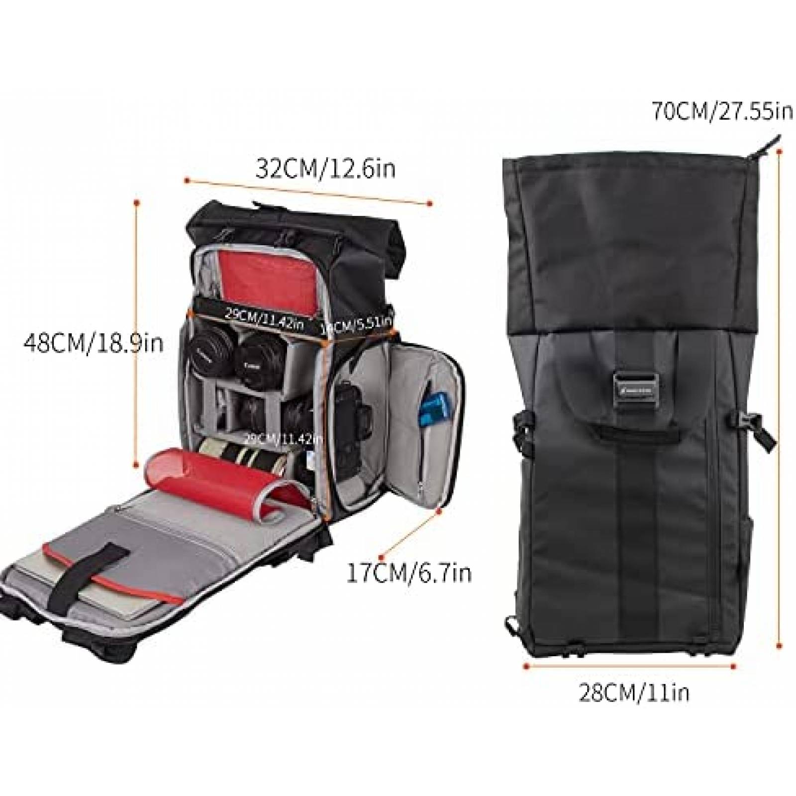 Mochila para Camara DSLR Besnfoto con Seccion p/Laptop -Gris