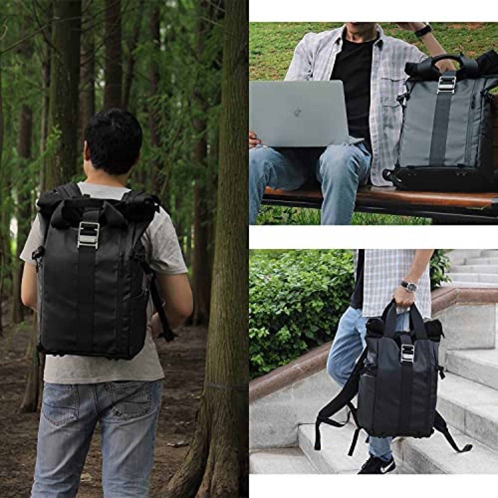 Mochila para Camara DSLR Besnfoto con Seccion p/Laptop -Gris