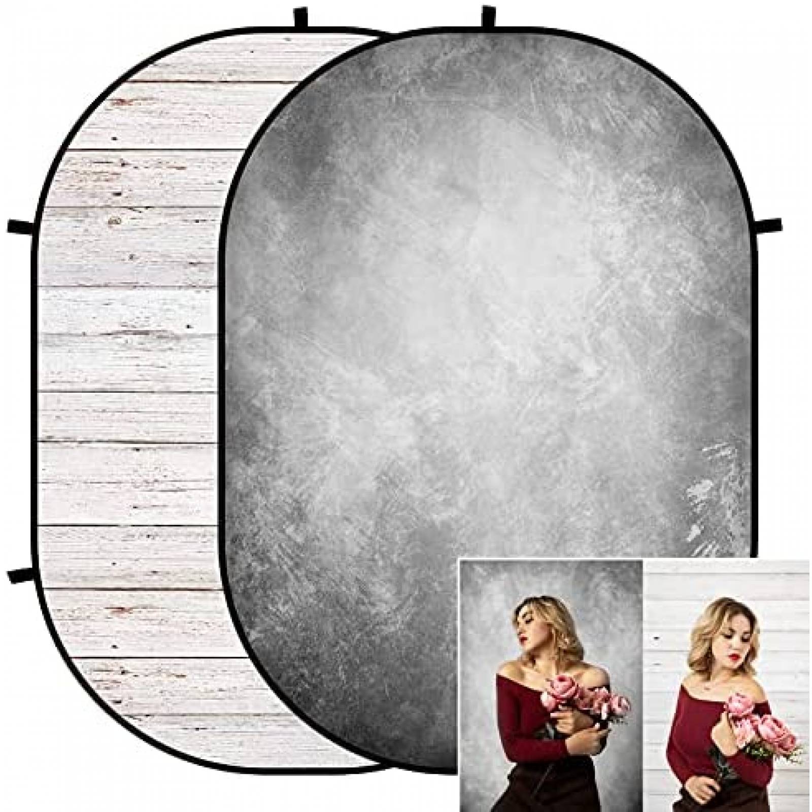 Fondo de Fotografia 4.9 x 6.6 ft Plegable con Soporte -Gris