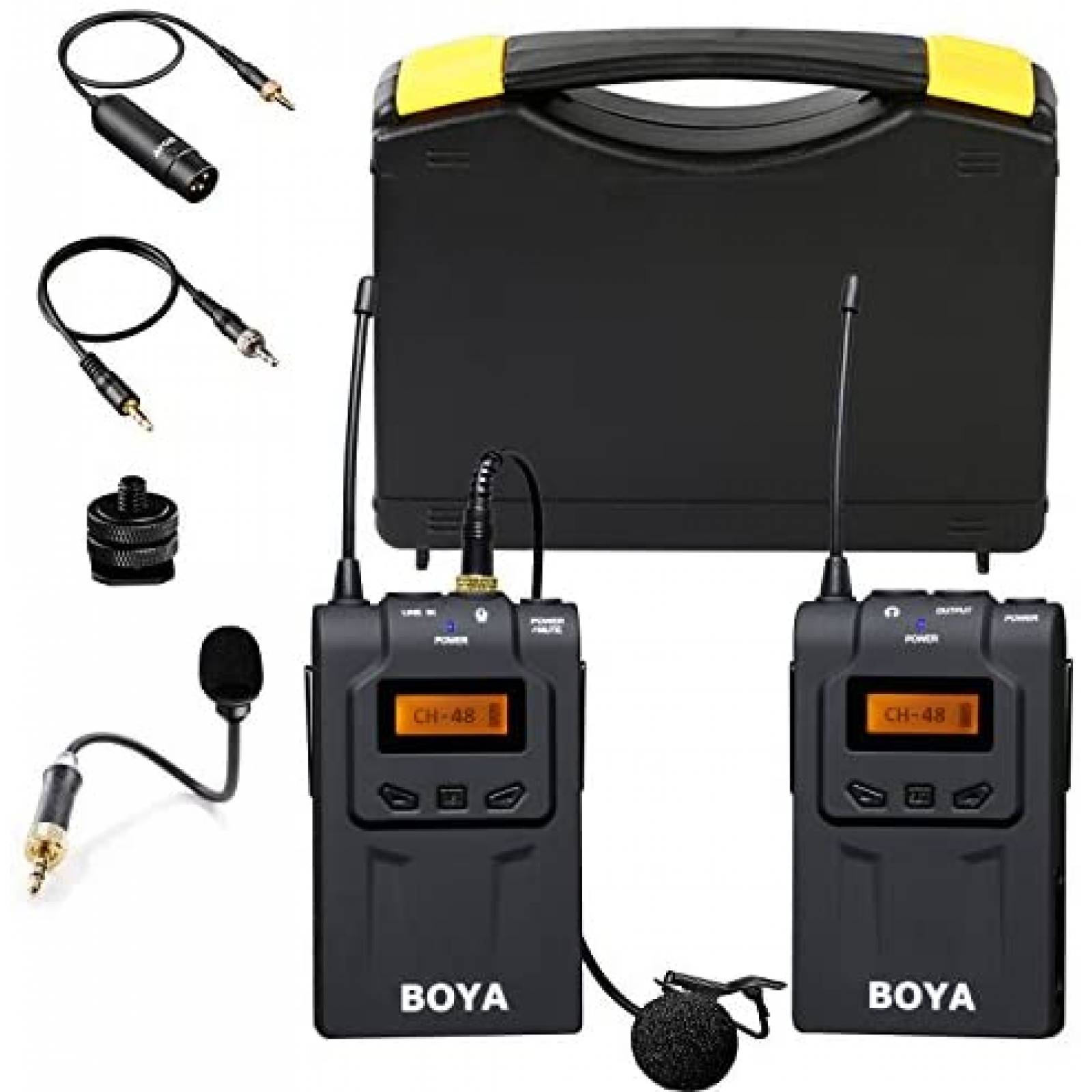 Microfono para Camara DSLR BOYA UHF 48CH + Accesorios -Negro