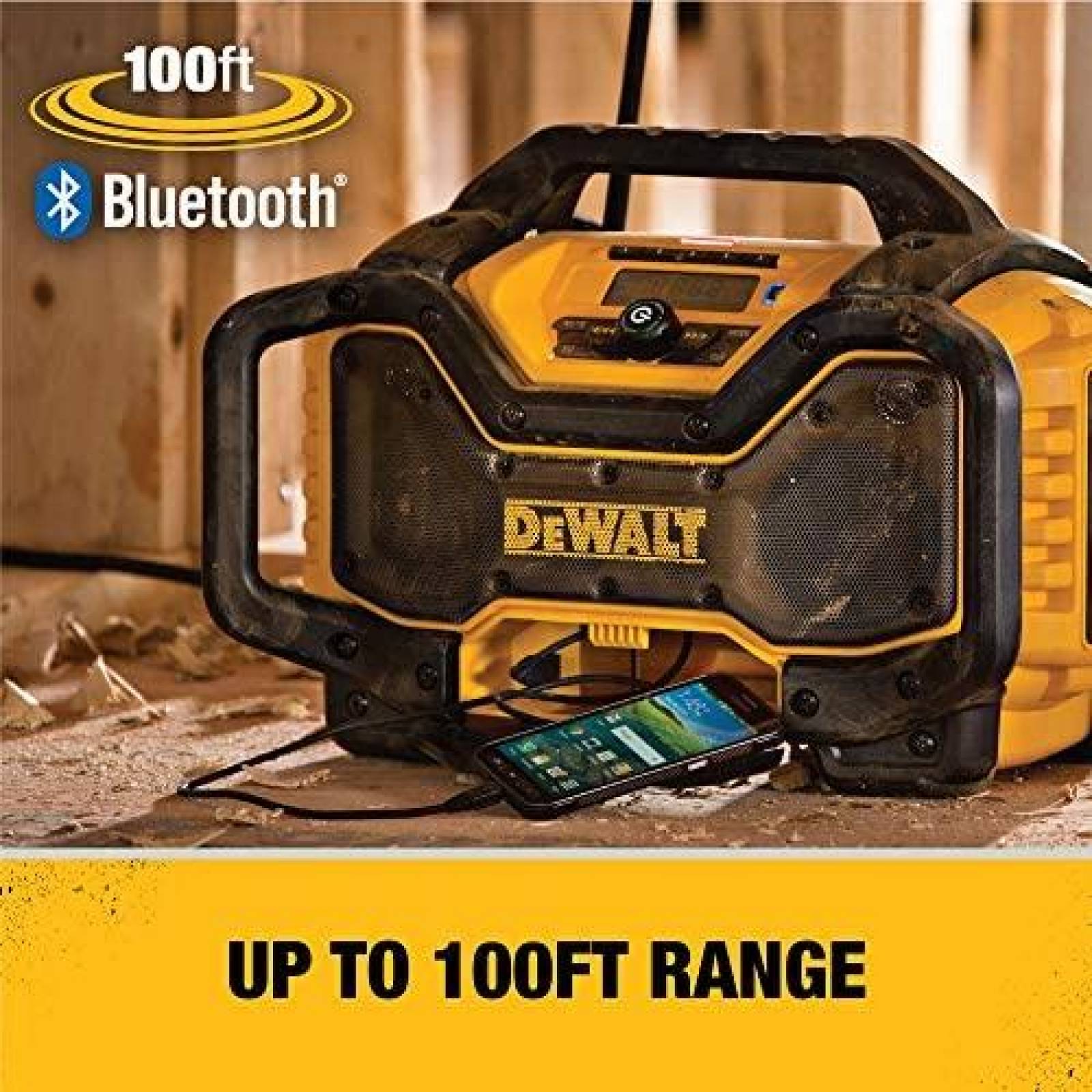 Radio Dewalt Portatil Bluetooth con Cargador de Baterias