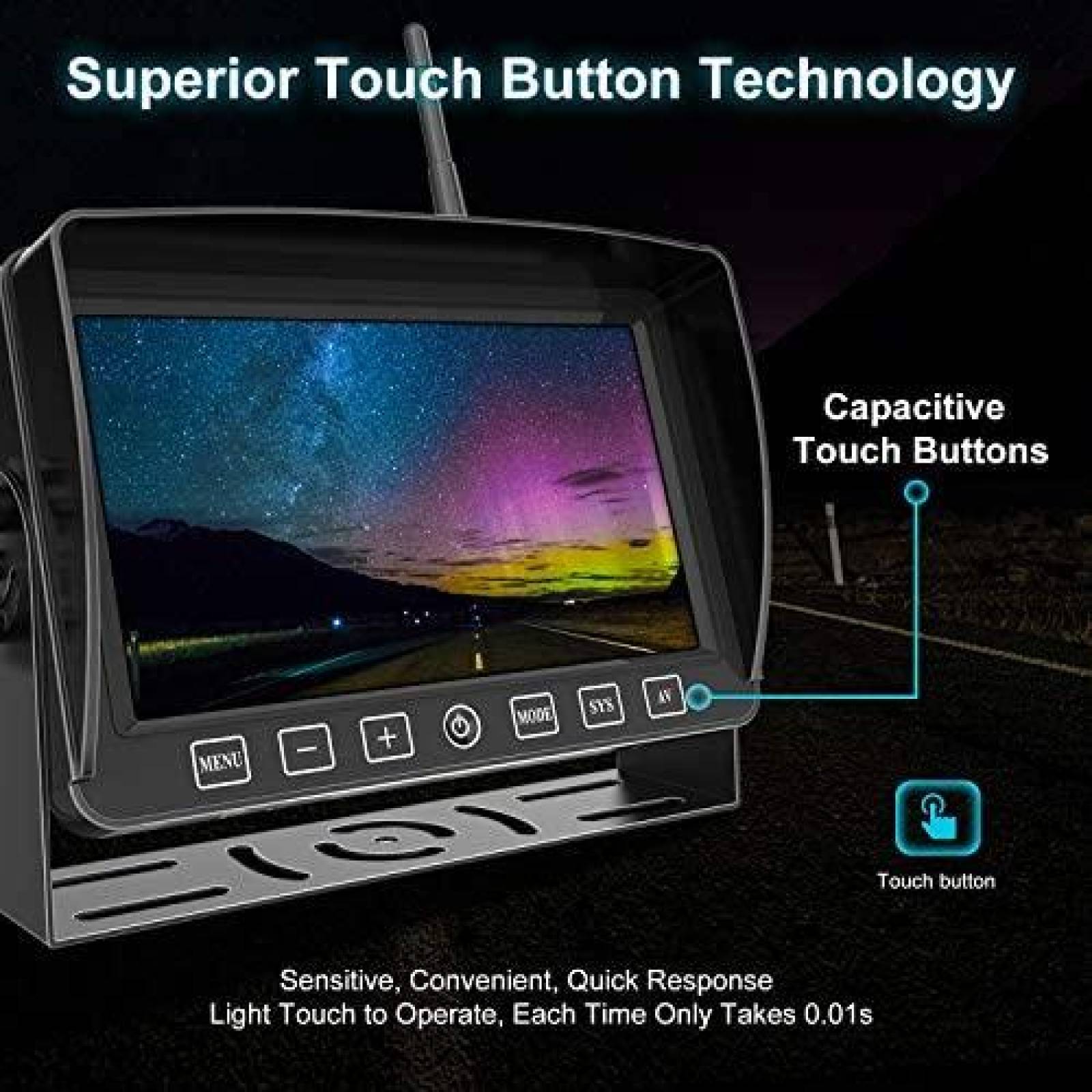 Camara para Vehiculo Fookoo IP69 7'' HD 1080P Digital -Negro