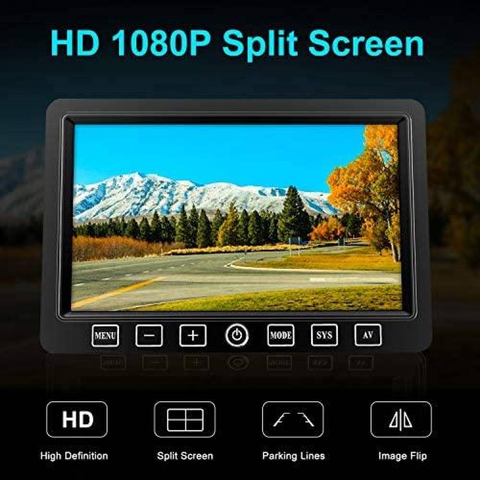 Camara para Vehiculo Fookoo IP69 7'' HD 1080P Digital -Negro