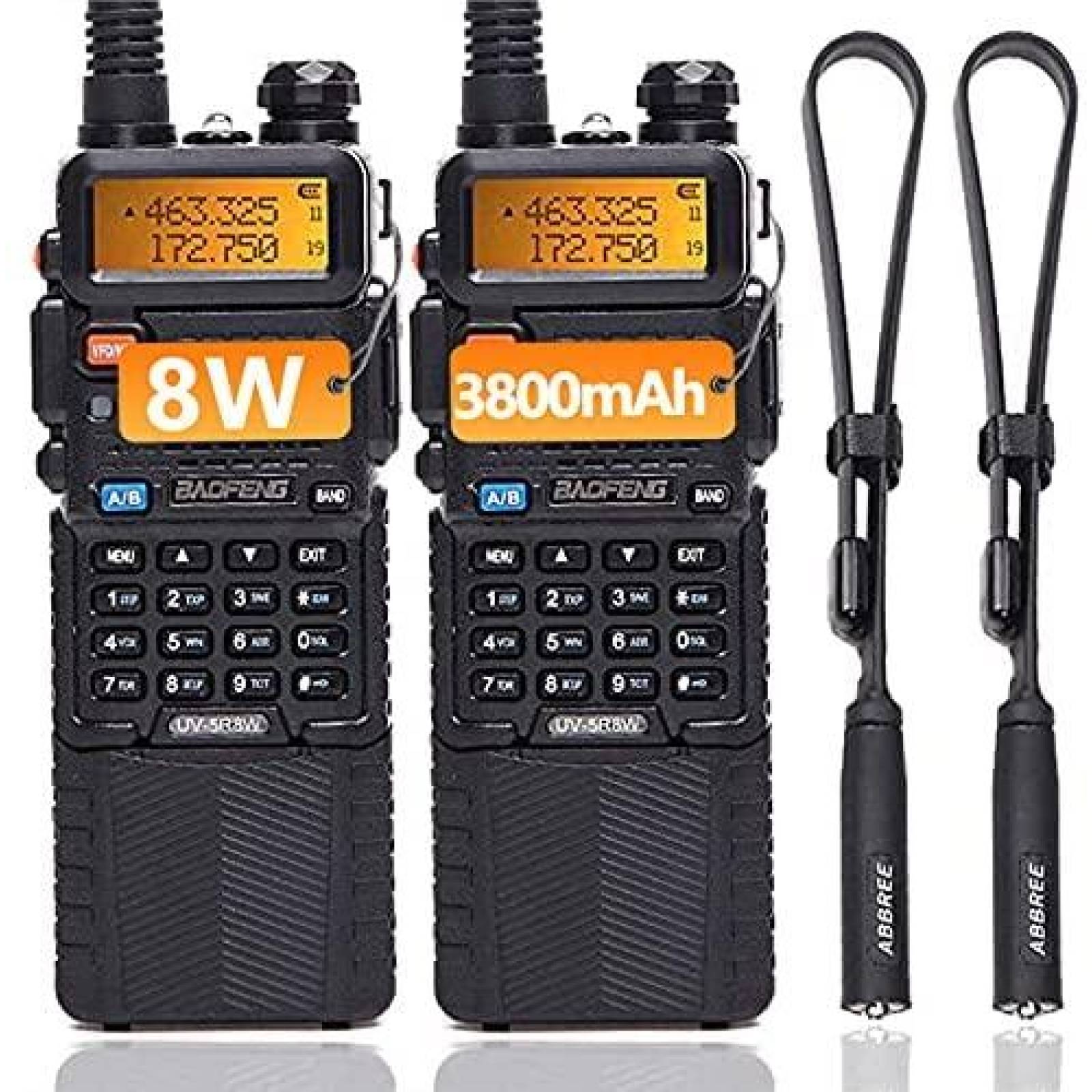 Par de Radios BAOFENG UV-5R Banda Dual 8 Watts -Negro