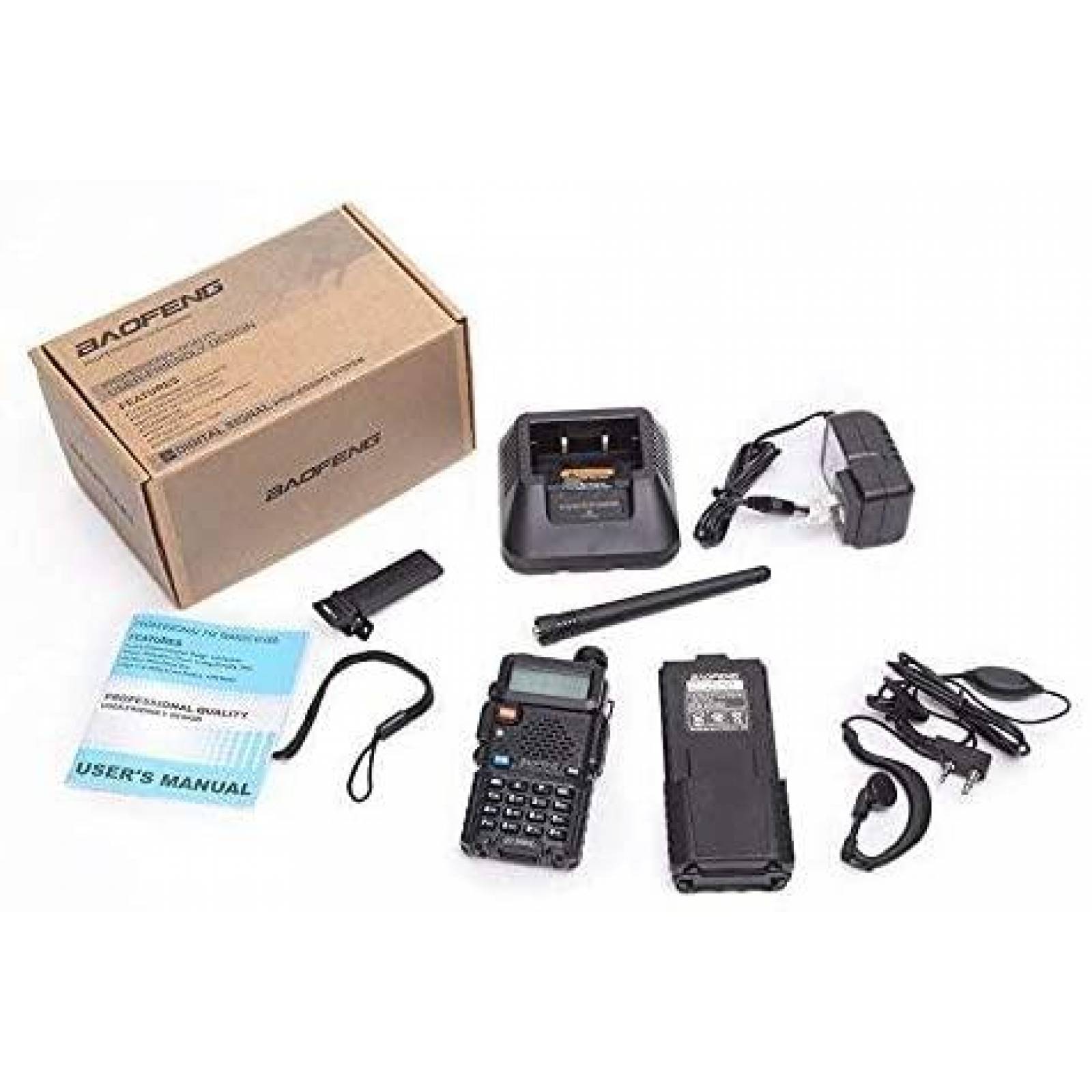 Par de Radios BAOFENG UV-5R Banda Dual 8 Watts -Negro