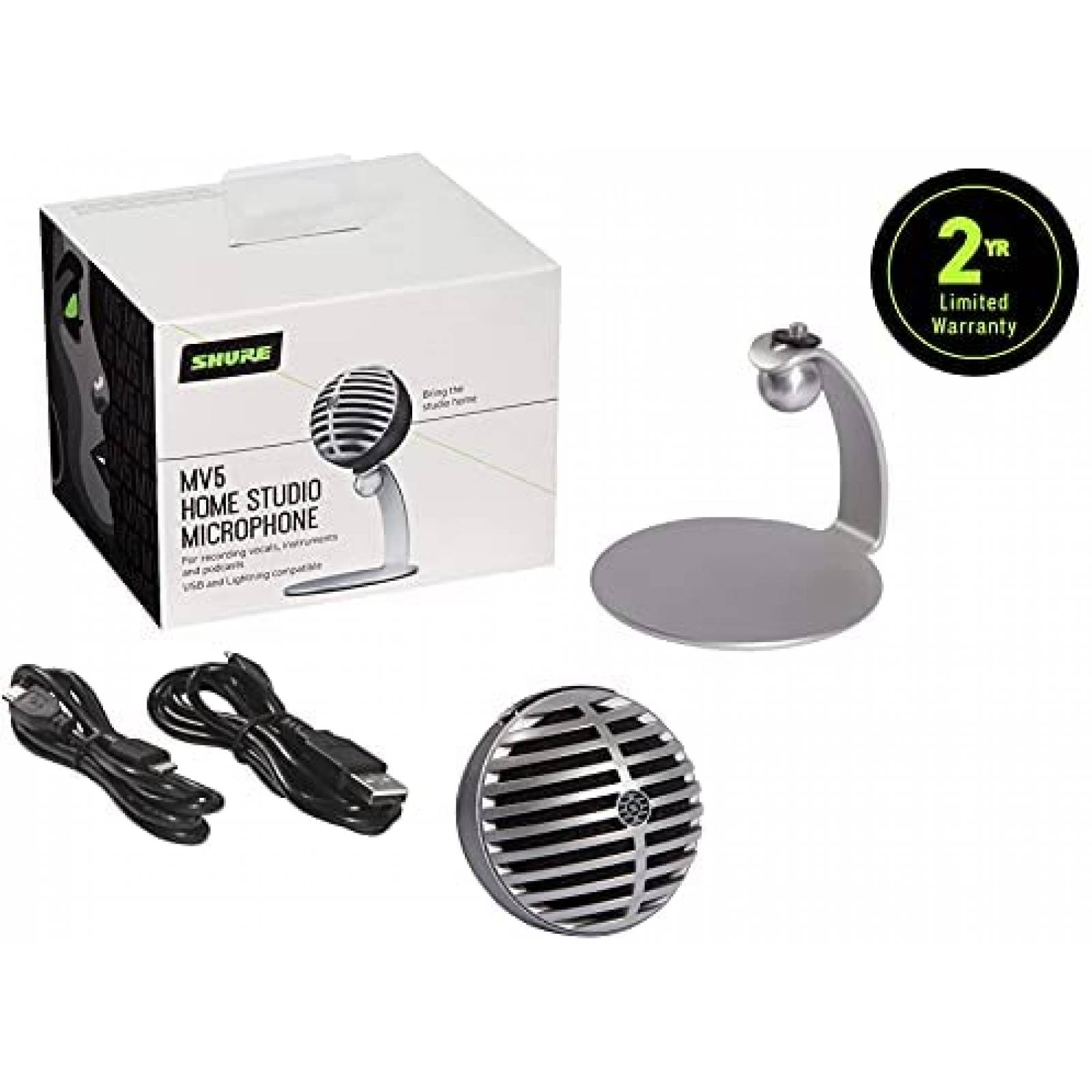 Microfono Condensador Shure MV5 Digital Cable USB -Gris