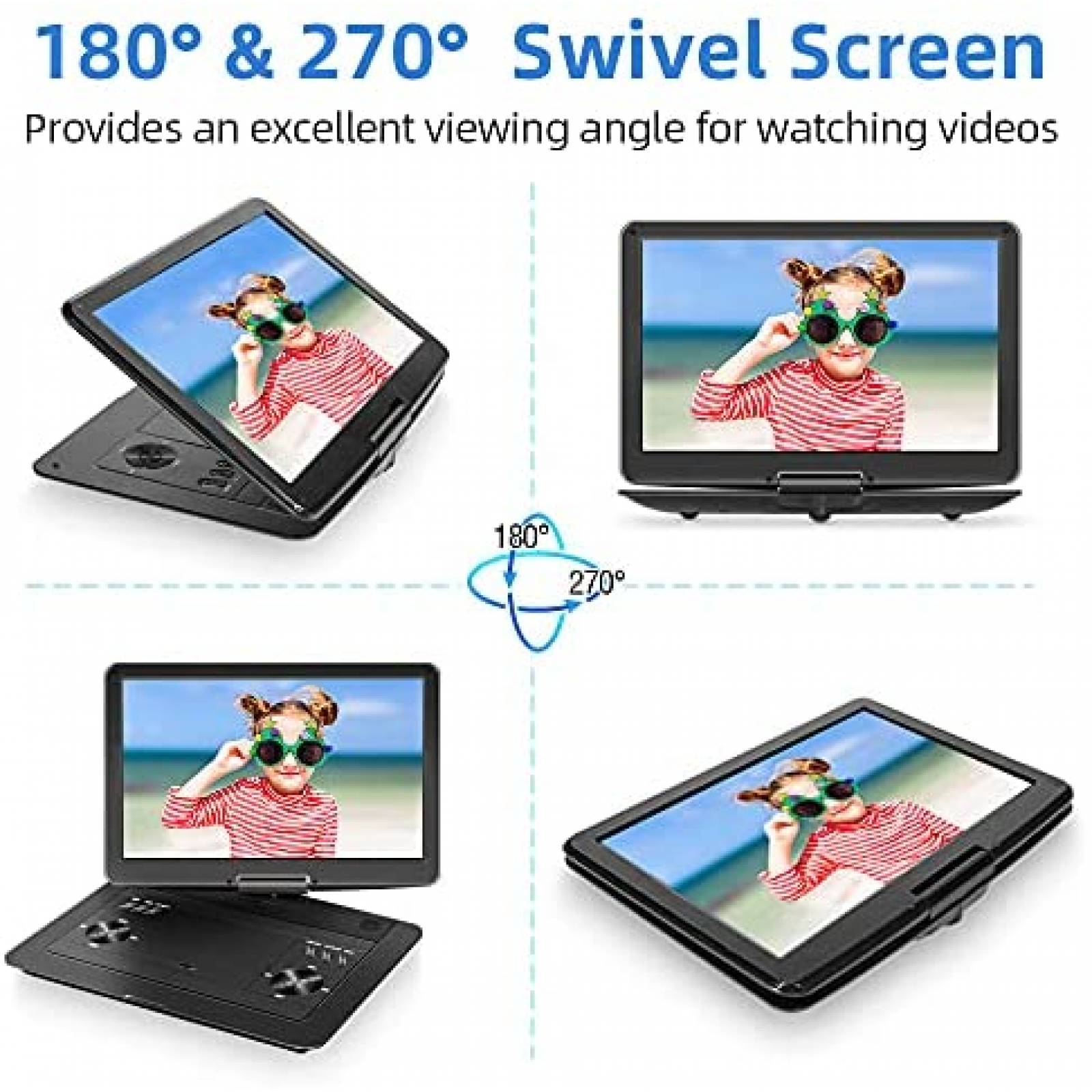 Reproductor de DVD Jekero HD 16.9'' Portatil con Giro de 270