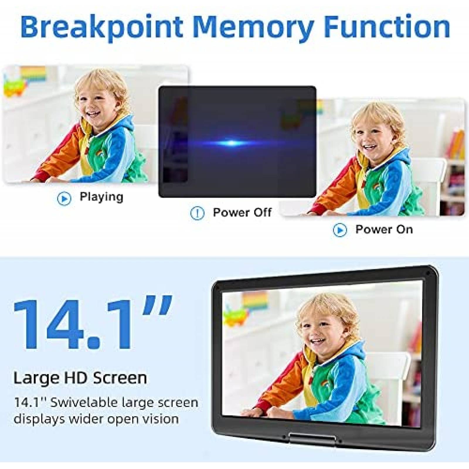 Reproductor de DVD Jekero HD 16.9'' Portatil con Giro de 270