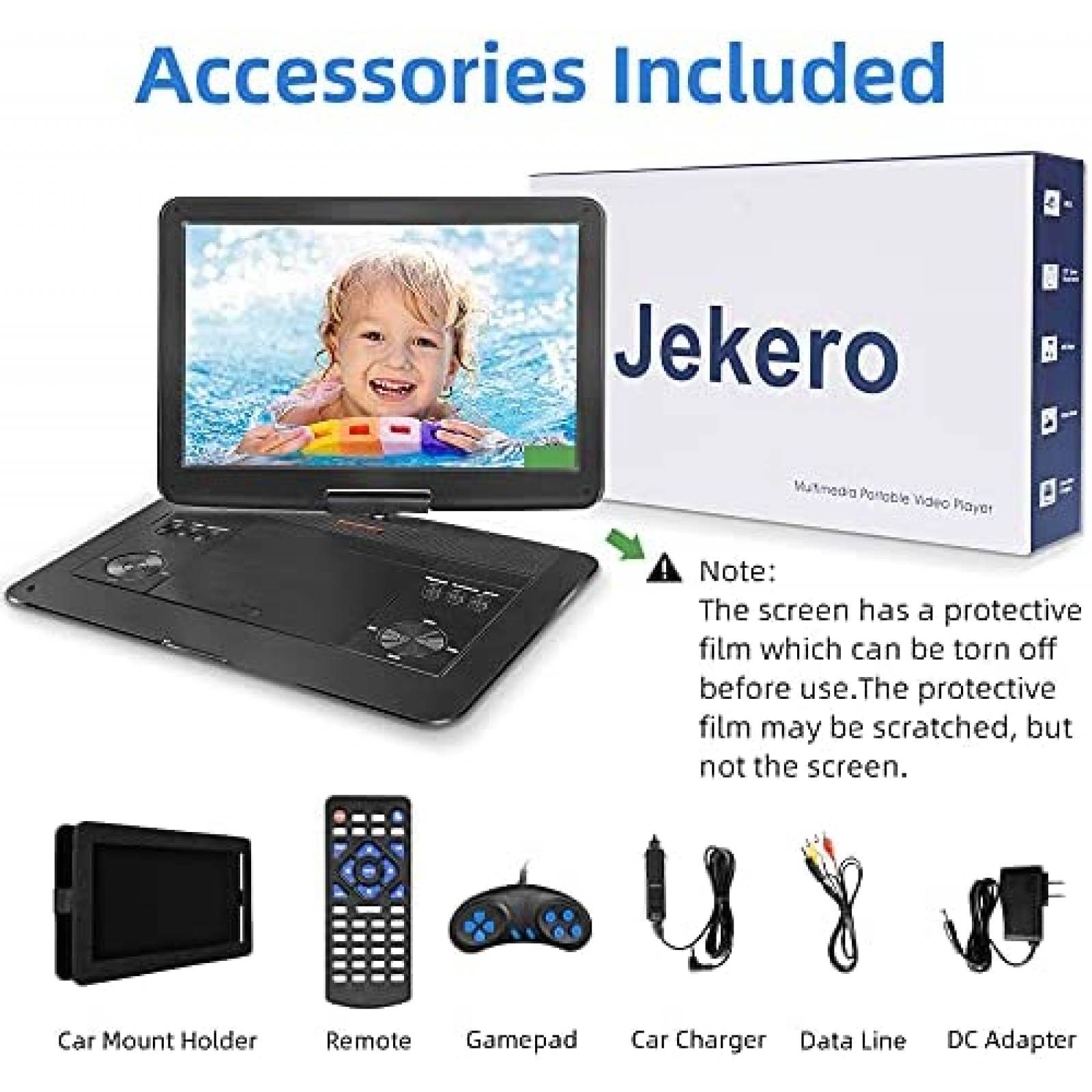 Reproductor de DVD Jekero HD 16.9'' Portatil con Giro de 270