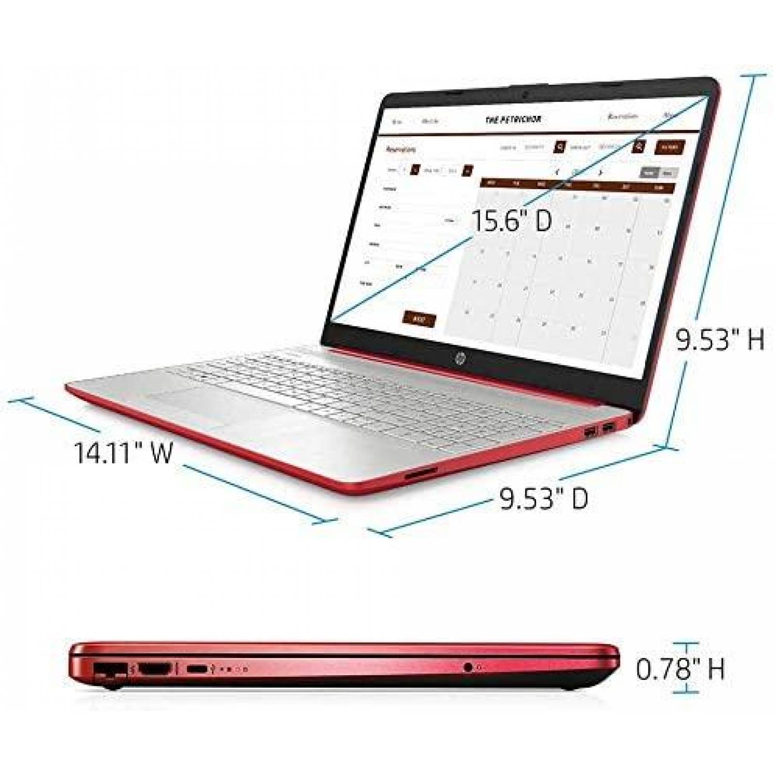 Laptop HP 15.6" Pentium 8GB 128GB Windows 10 -Rojo