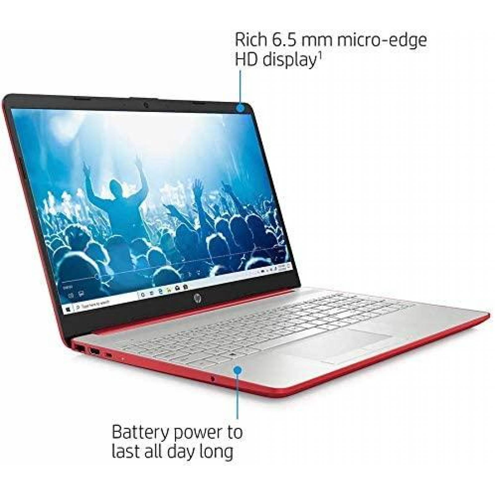 Laptop HP 15.6" Pentium 8GB 128GB Windows 10 -Rojo