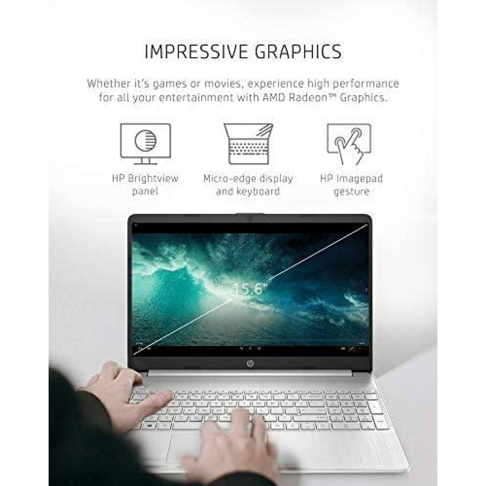 Laptop HP 15.6'' HD 8GB AMD Ryzen 3 3250U Win10 -Blanco