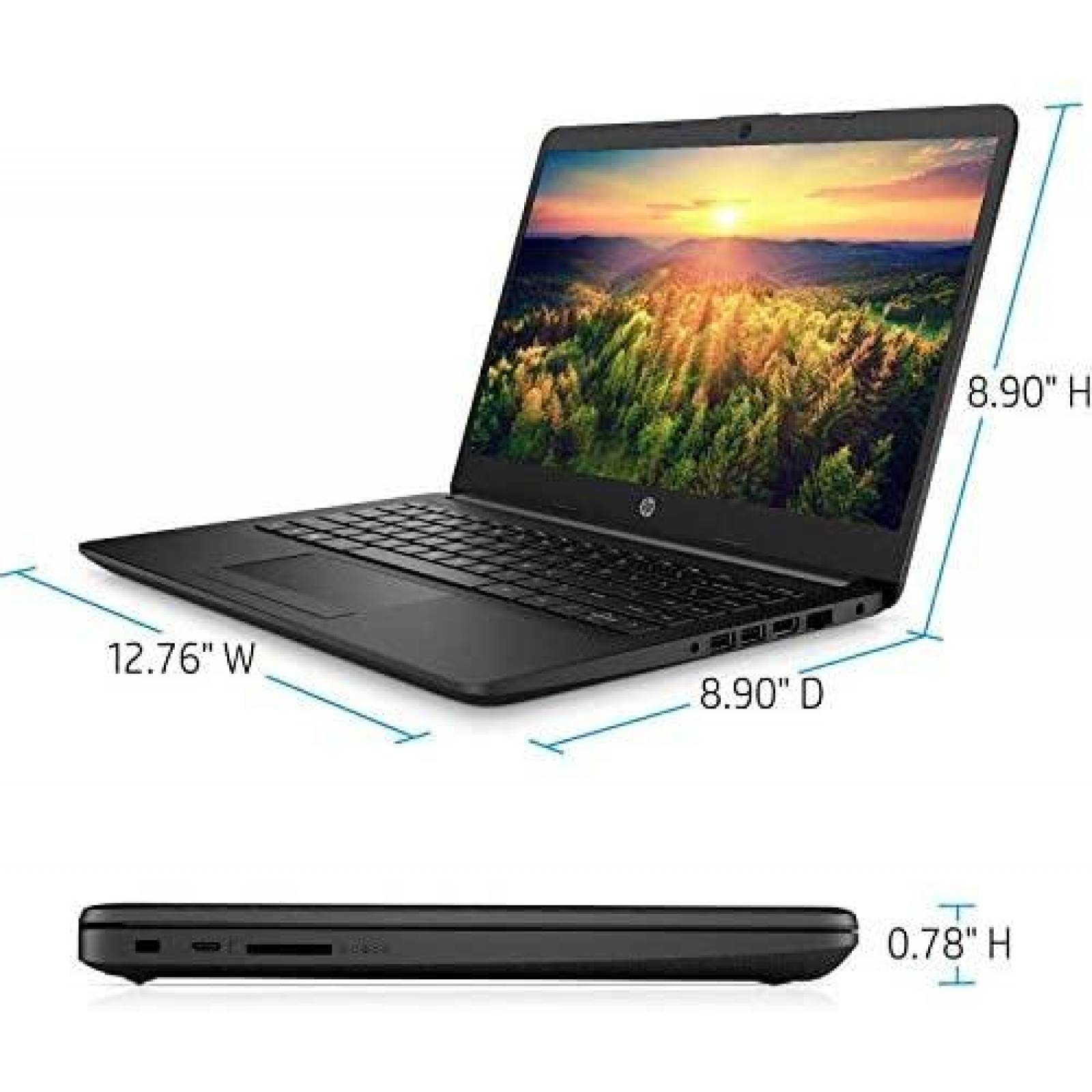 Laptop HP AMD Athlon Silver 3050U 8GB 256GB 14" -Negro