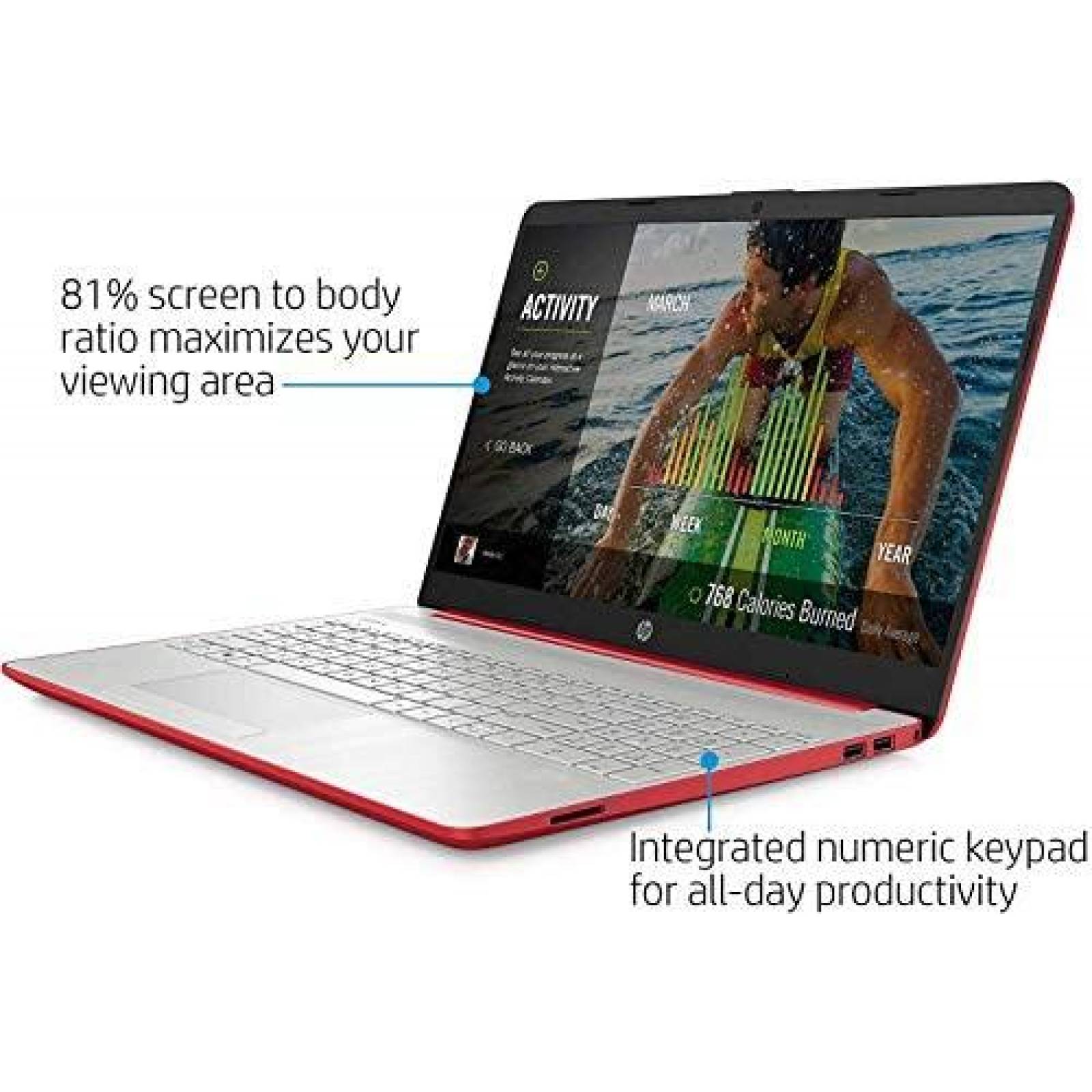 Laptop HP 15.6" Pentium N5000 4GB 500GB Windows 10 -Rojo