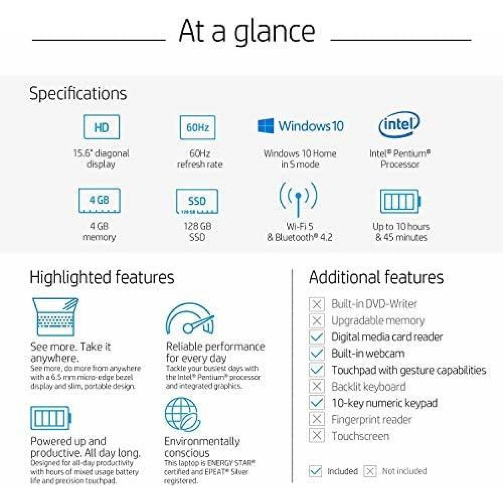 Laptop HP 15.6" Pentium N5000 4GB 500GB Windows 10 -Rojo