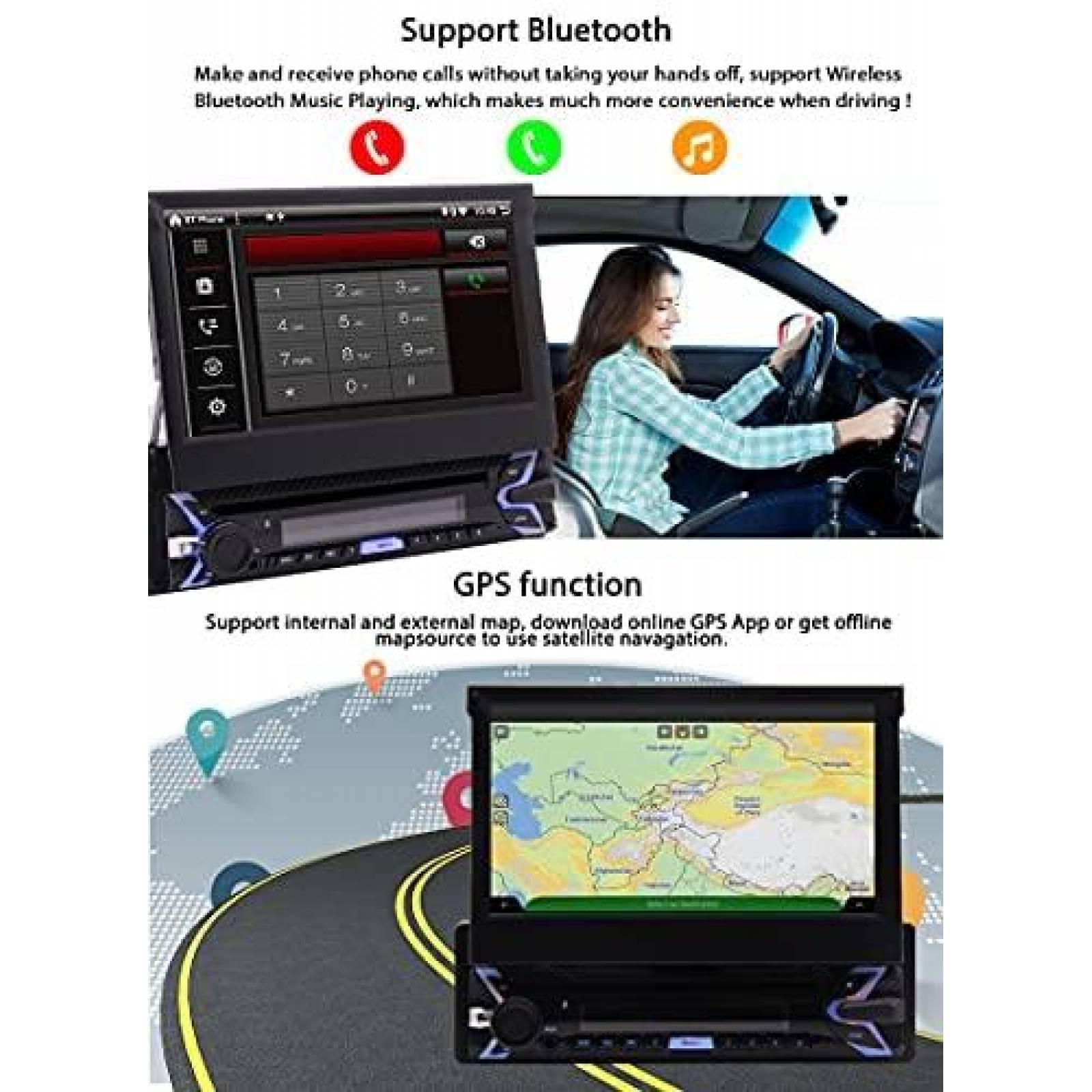 Estereo de Automovil EinCar Pantalla Tactil de 7" -Negro