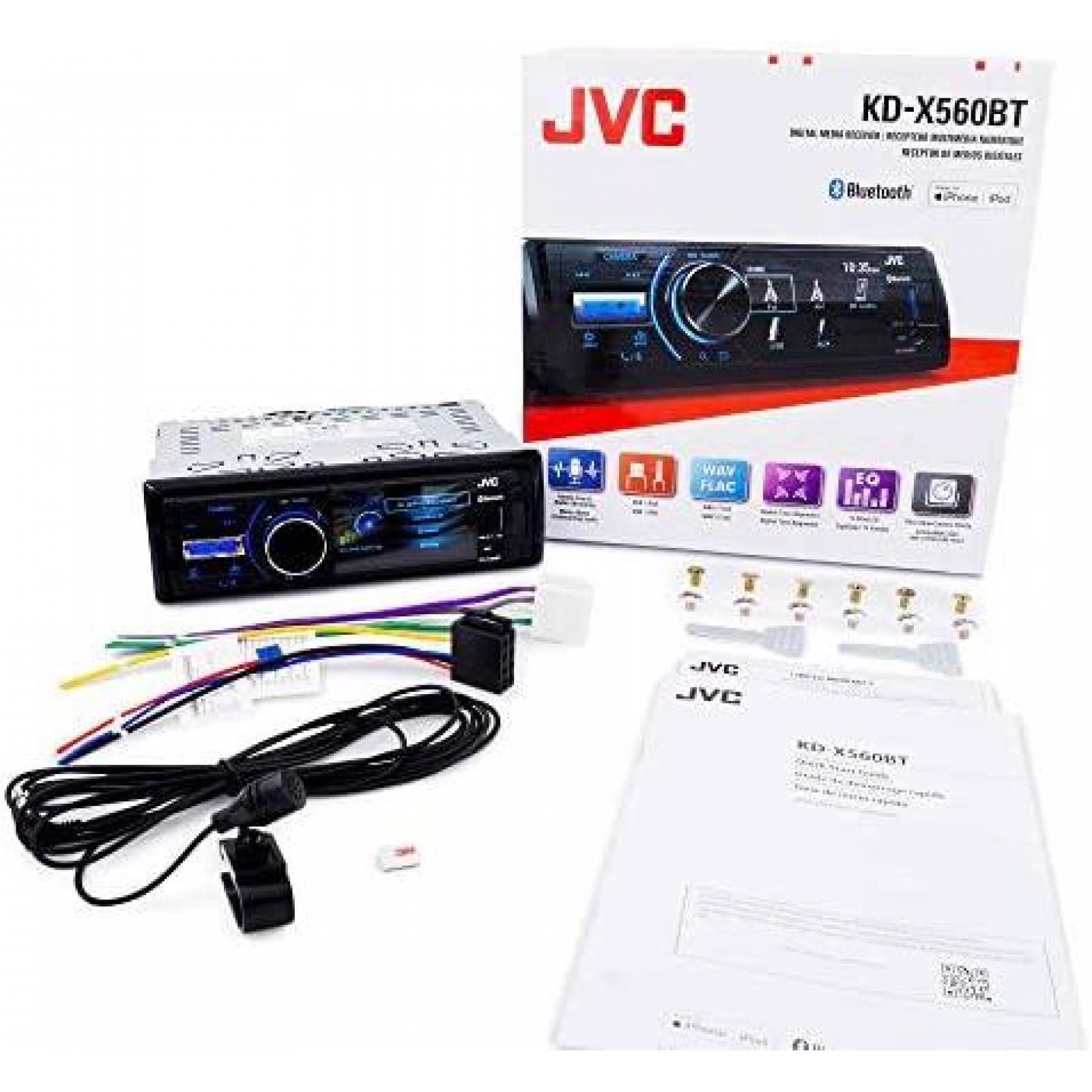 Estereo JVC KD-X560BT Bluetooth carro 45v 454gr -Negro